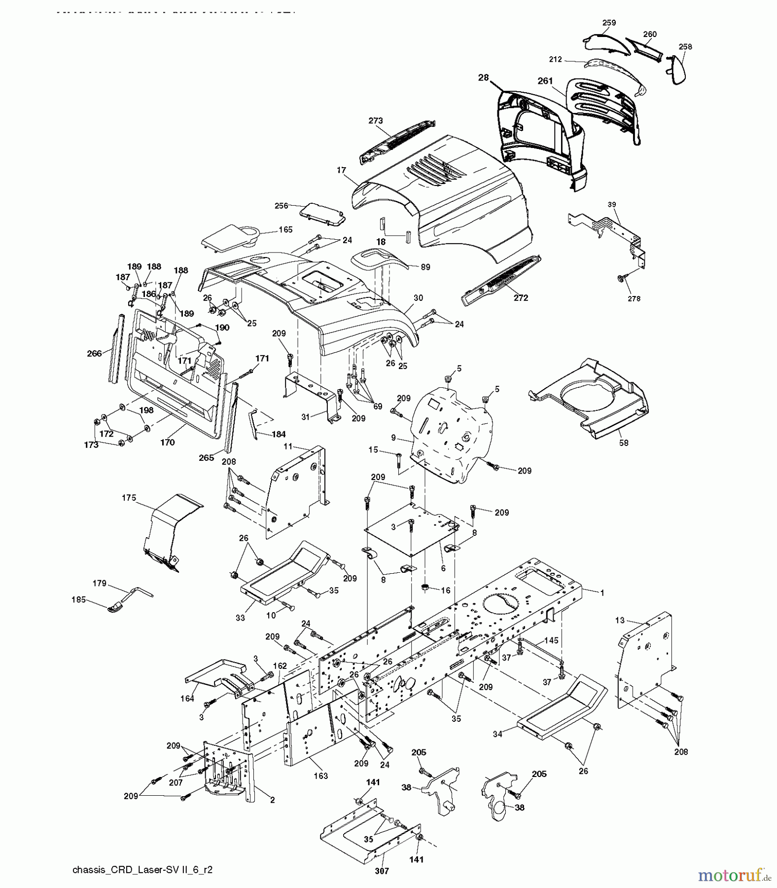 Jonsered Rasen und Garten Traktoren LT2216 CM (96061023700) - Jonsered Lawn & Garden Tractor (2009-01) CHASSIS ENCLOSURES