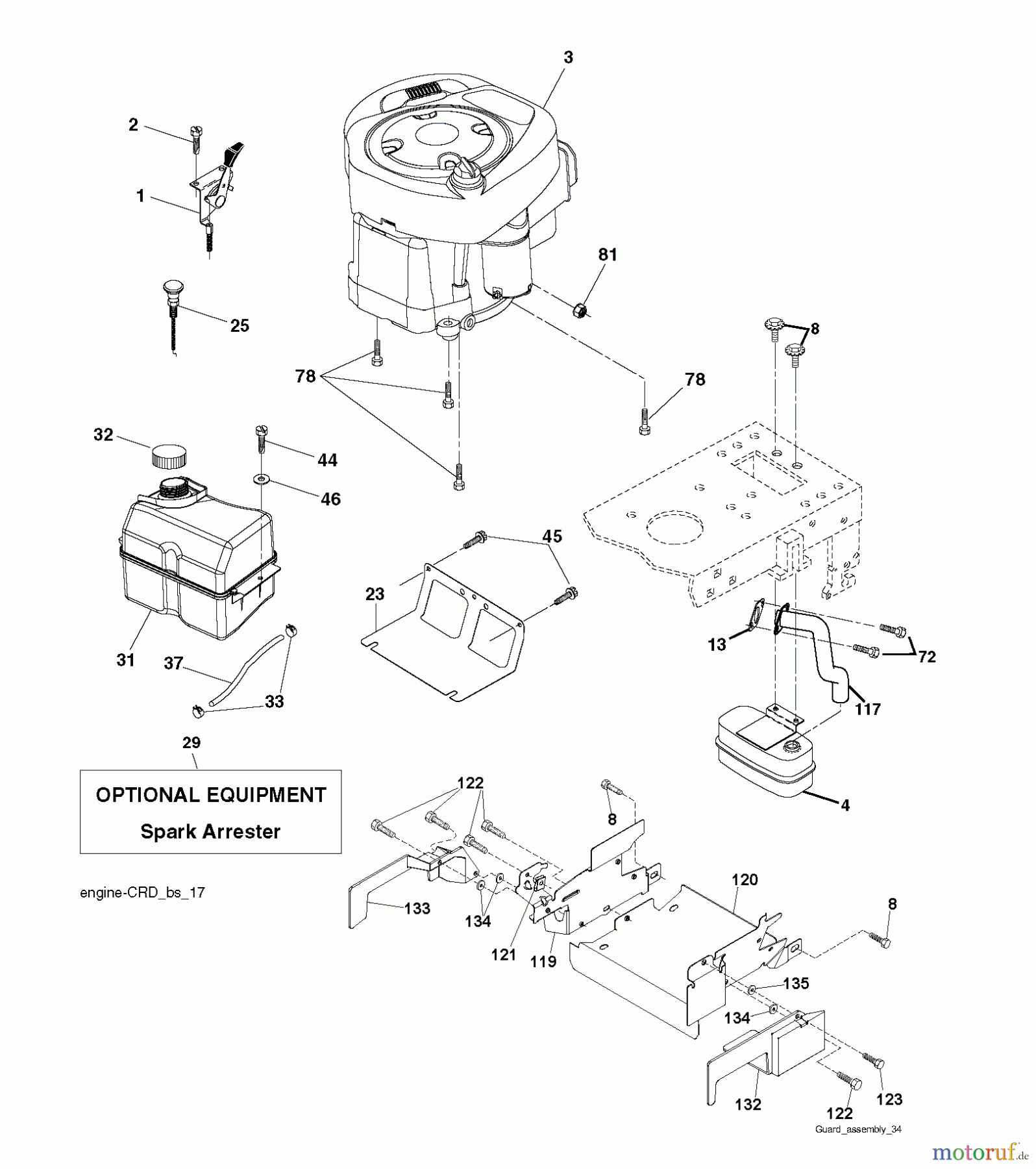 Jonsered Rasen und Garten Traktoren LT2216 CM (96061023700) - Jonsered Lawn & Garden Tractor (2009-01) ENGINE