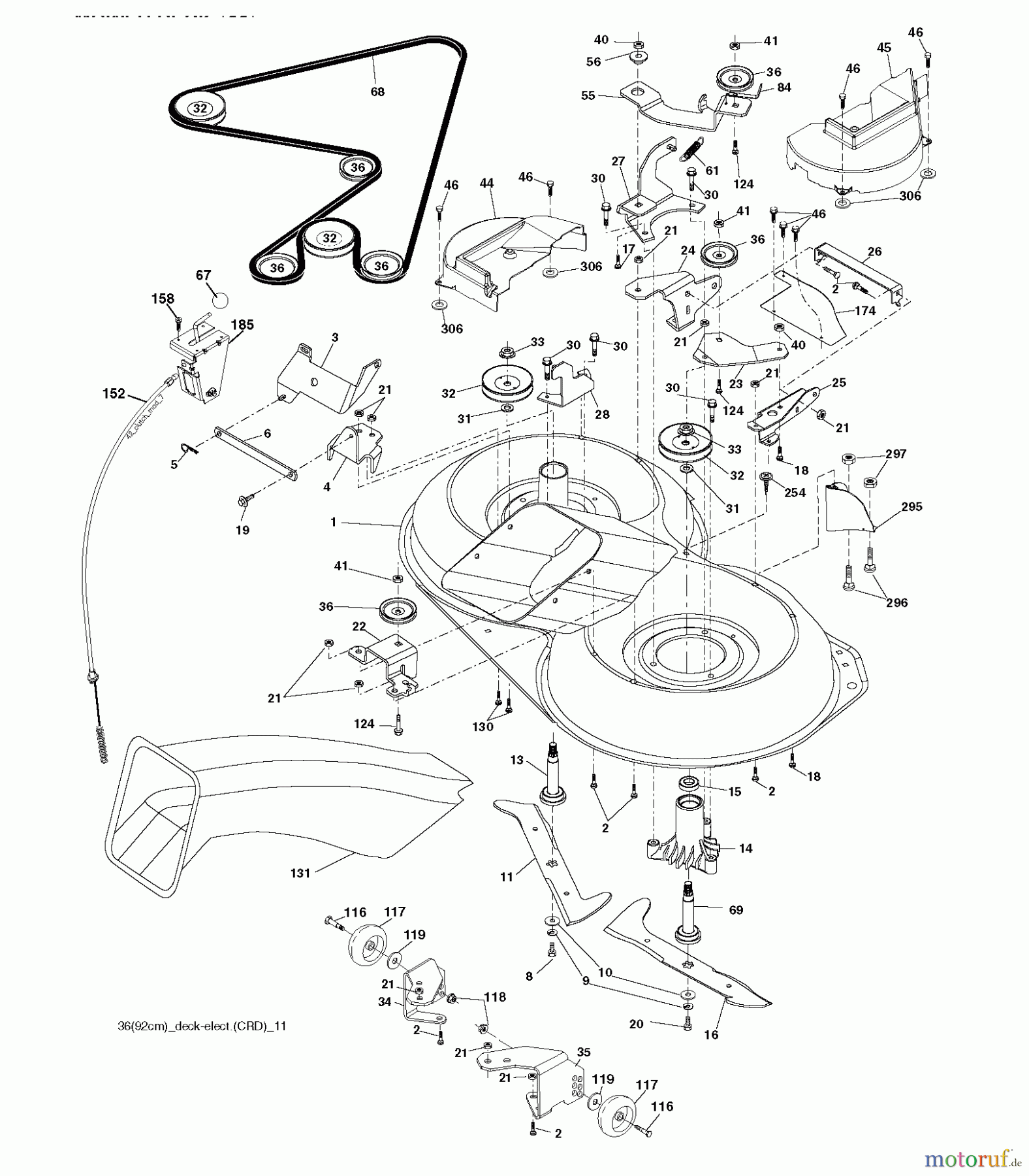 Jonsered Rasen und Garten Traktoren LT2216 CM (96061023700) - Jonsered Lawn & Garden Tractor (2009-01) MOWER DECK / CUTTING DECK