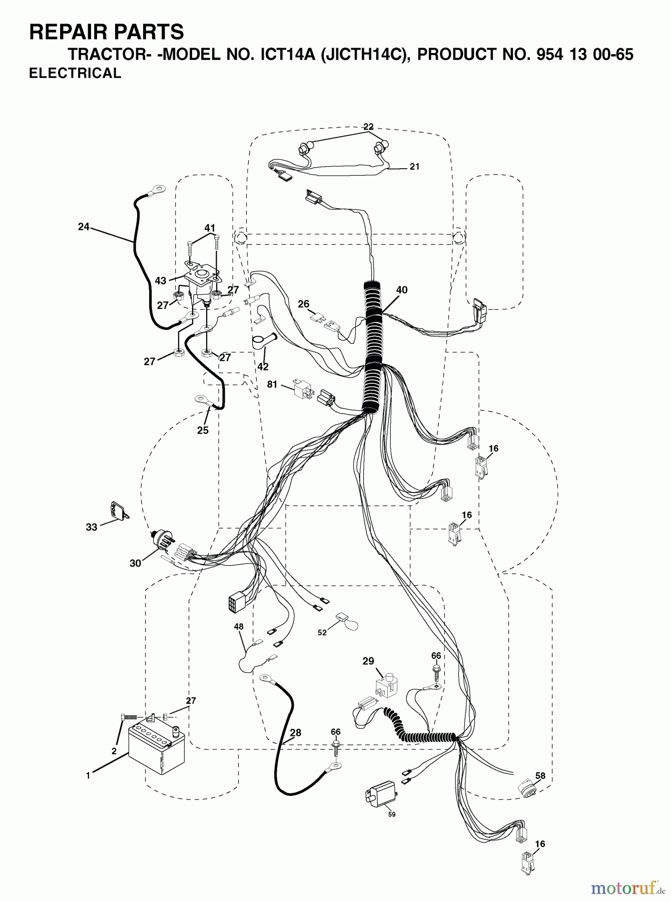 Jonsered Rasen und Garten Traktoren ICT14A (JICTH14C, 954130065) - Jonsered Lawn & Garden Tractor (2002-03) ELECTRICAL