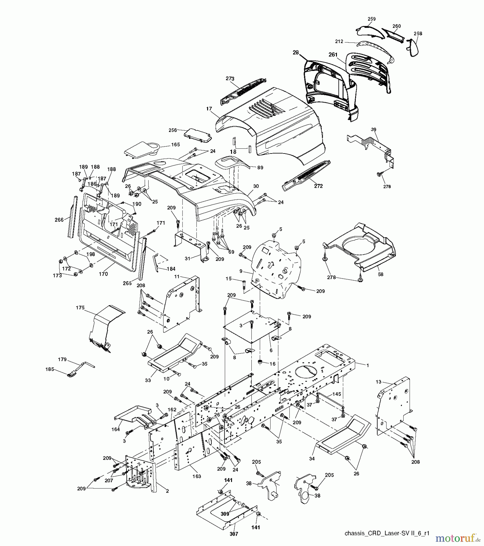  Jonsered Rasen  und Garten Traktoren LT2216 CM (96061023701) - Jonsered Lawn & Garden Tractor (2009-01) CHASSIS ENCLOSURES