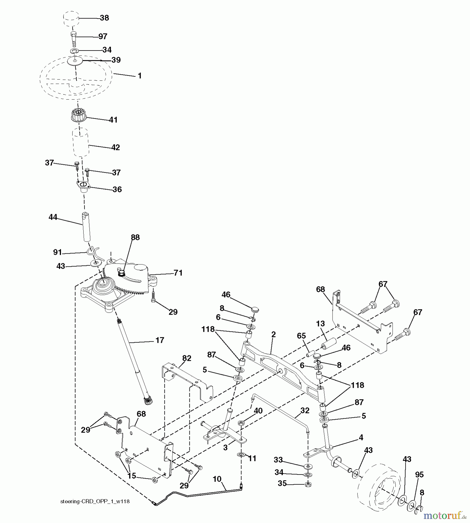 Jonsered Rasen  und Garten Traktoren LT2216 CM (96061023701) - Jonsered Lawn & Garden Tractor (2009-01) STEERING