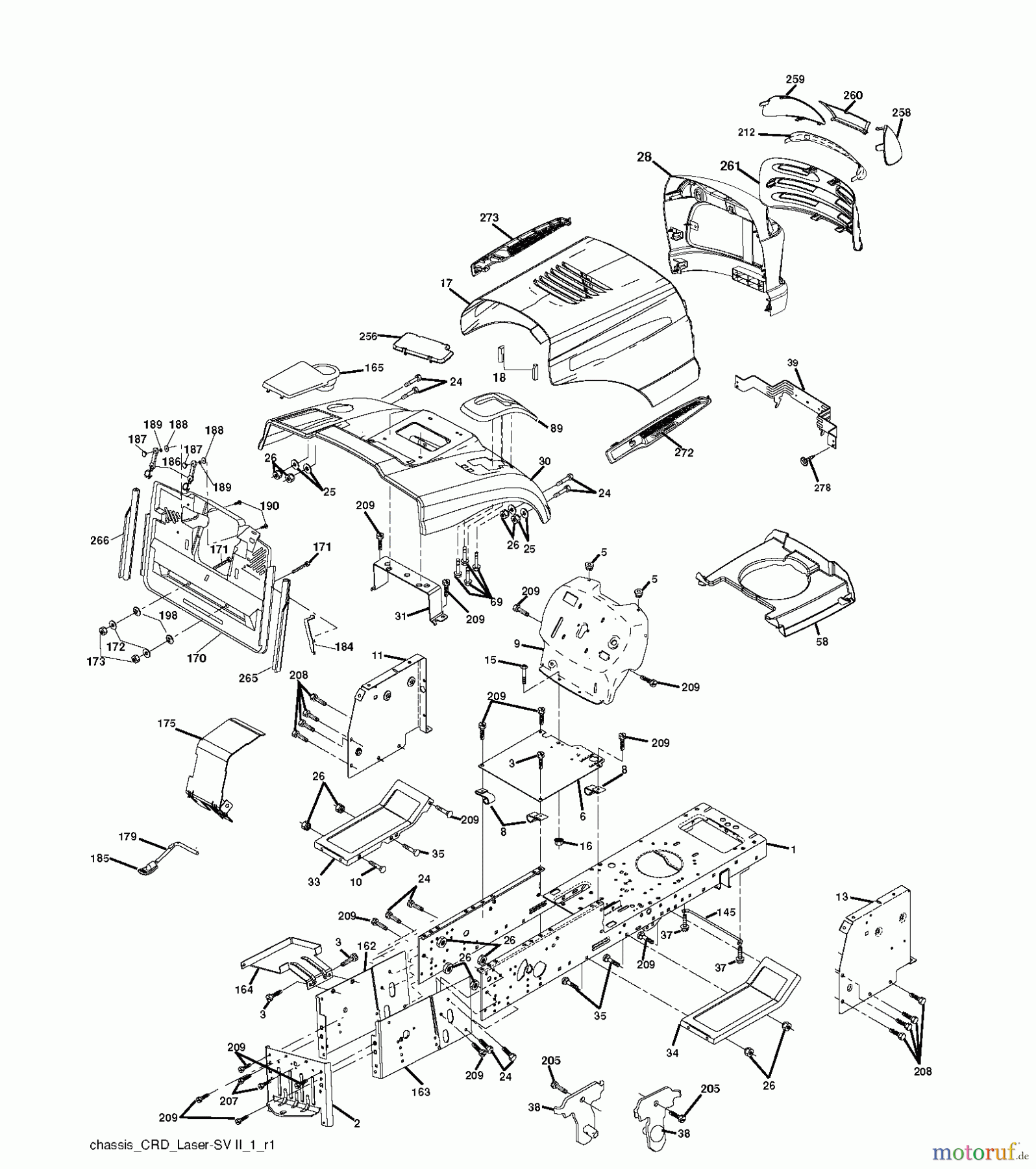 Jonsered Rasen und Garten Traktoren LT2216 CM (96061027000) - Jonsered Lawn & Garden Tractor (2010-01) CHASSIS ENCLOSURES