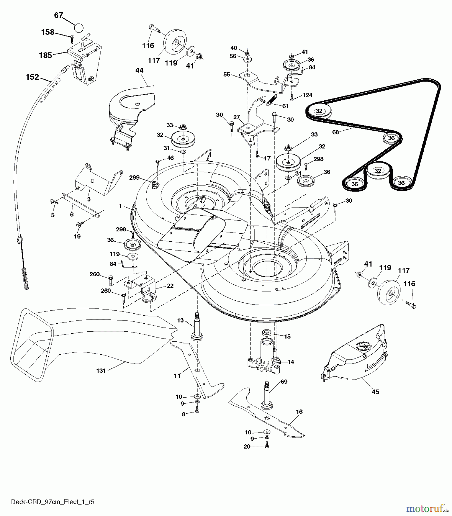  Jonsered Rasen  und Garten Traktoren LT2216 CM (96061027000) - Jonsered Lawn & Garden Tractor (2010-01) MOWER DECK / CUTTING DECK