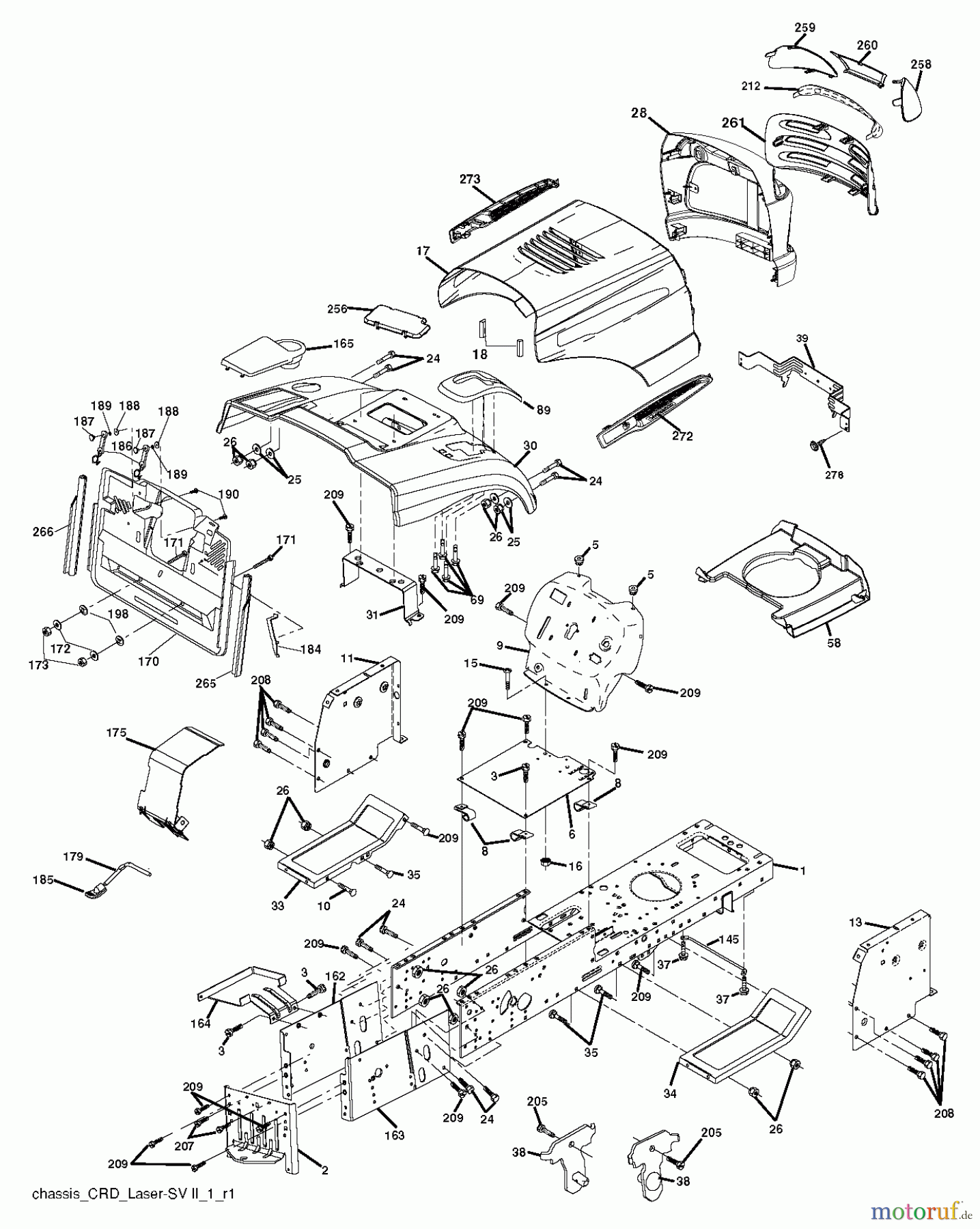 Jonsered Rasen und Garten Traktoren LT2216 CM (96061027001) - Jonsered Lawn & Garden Tractor (2010-03) CHASSIS ENCLOSURES