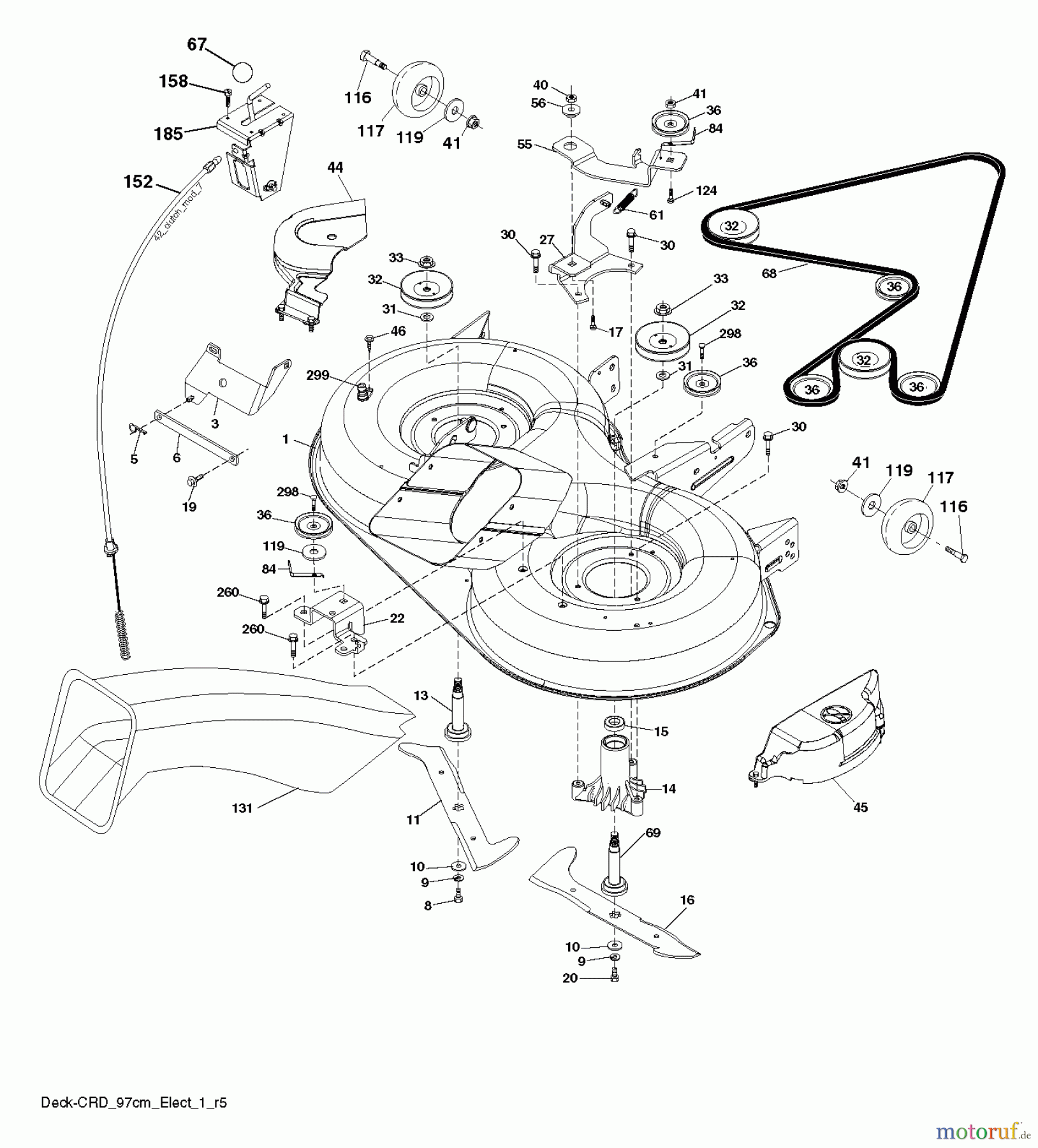 Jonsered Rasen und Garten Traktoren LT2216 CM (96061027001) - Jonsered Lawn & Garden Tractor (2010-03) MOWER DECK / CUTTING DECK