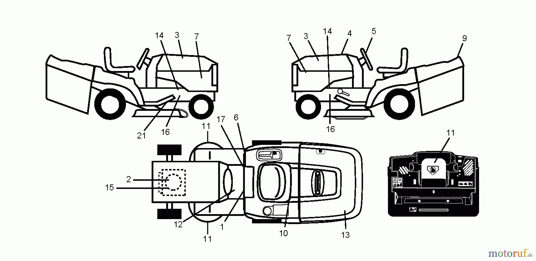 Jonsered Rasen und Garten Traktoren LT2216 CM (96061027101) - Jonsered Lawn & Garden Tractor (2010-03) DECALS