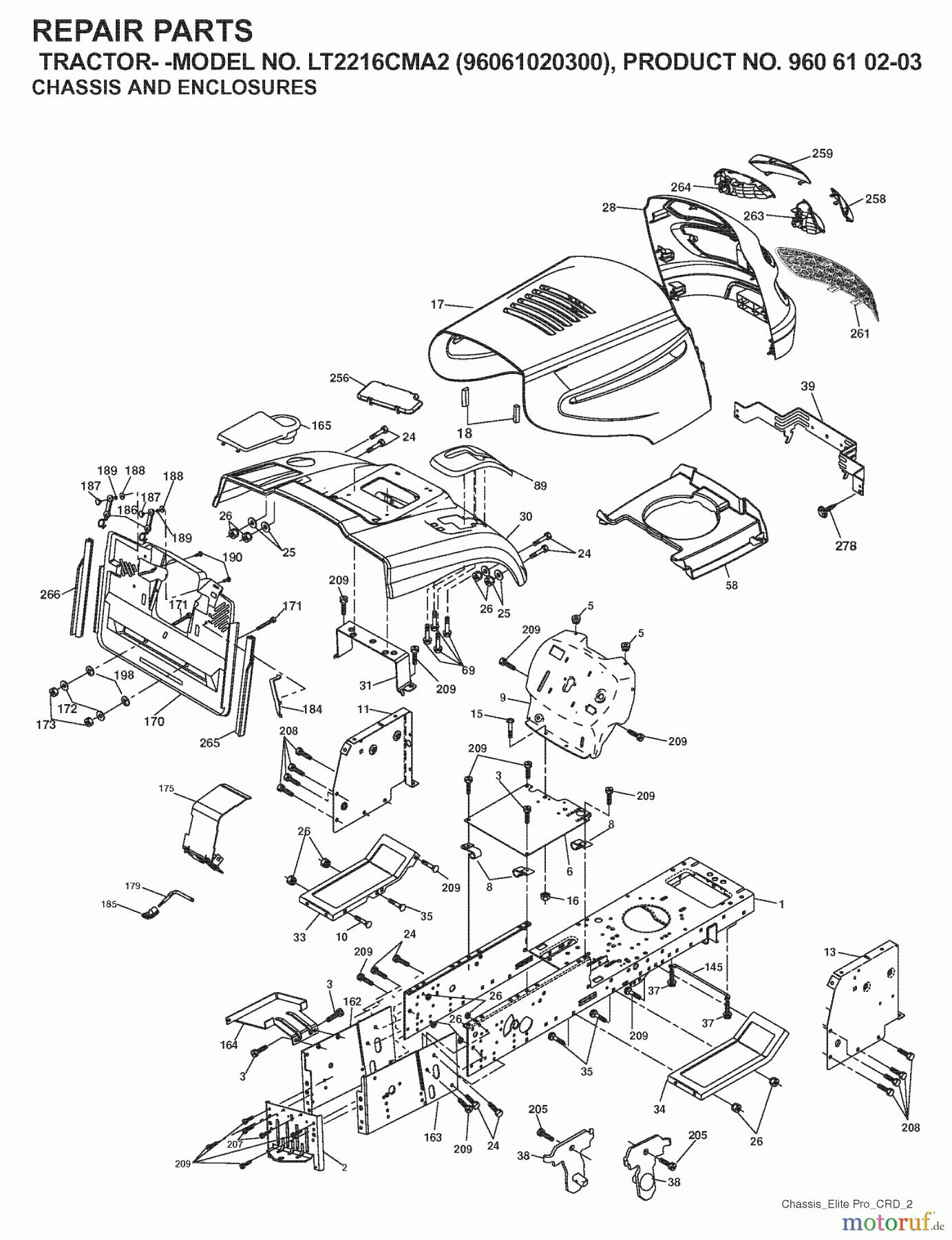 Jonsered Rasen und Garten Traktoren LT2216 CMA2 (96061020300) - Jonsered Lawn & Garden Tractor (2007-02) CHASSIS ENCLOSURES