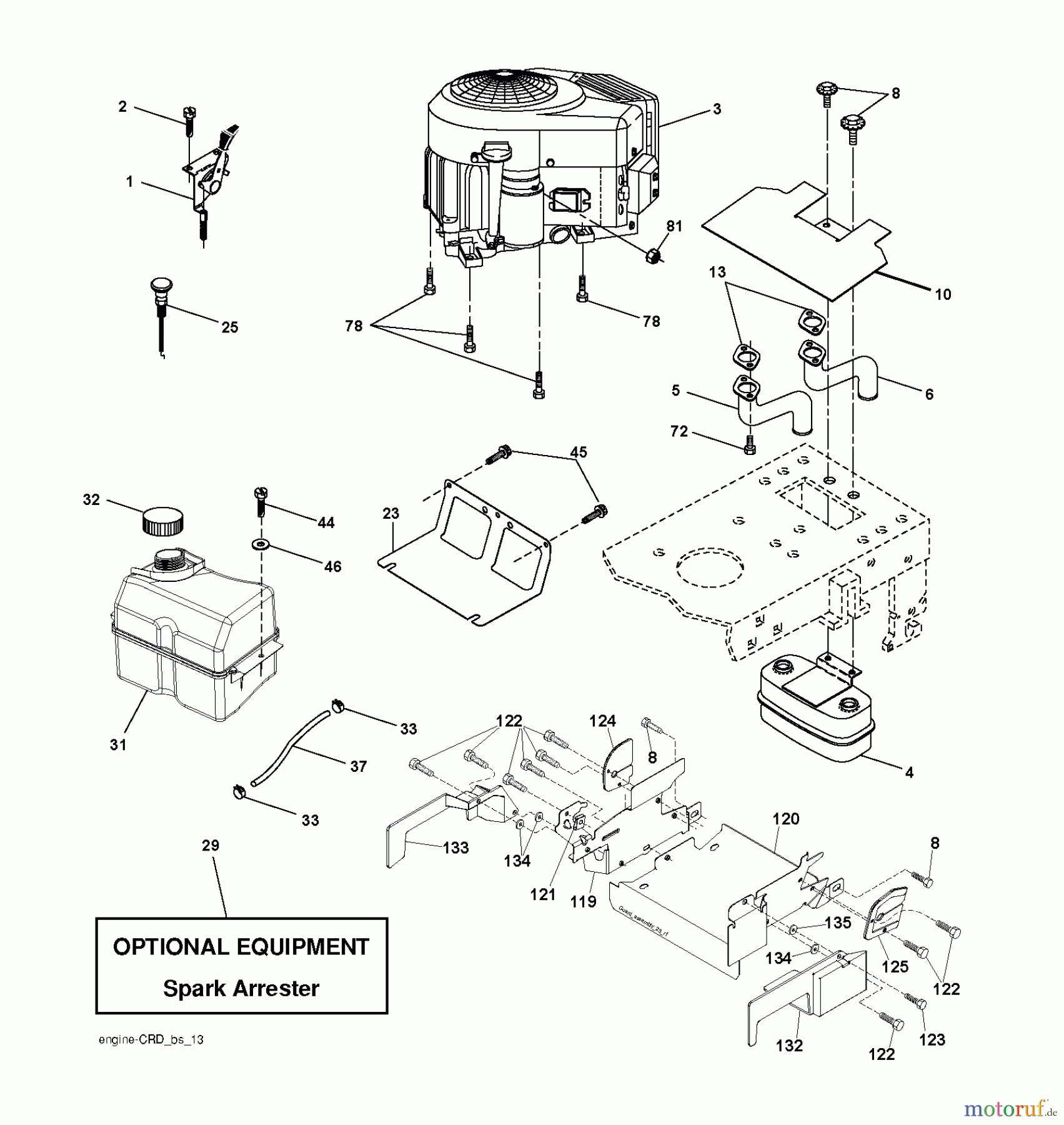 Jonsered Rasen und Garten Traktoren LT2216 CMA2 (96061024400) - Jonsered Lawn & Garden Tractor (2009-01) ENGINE