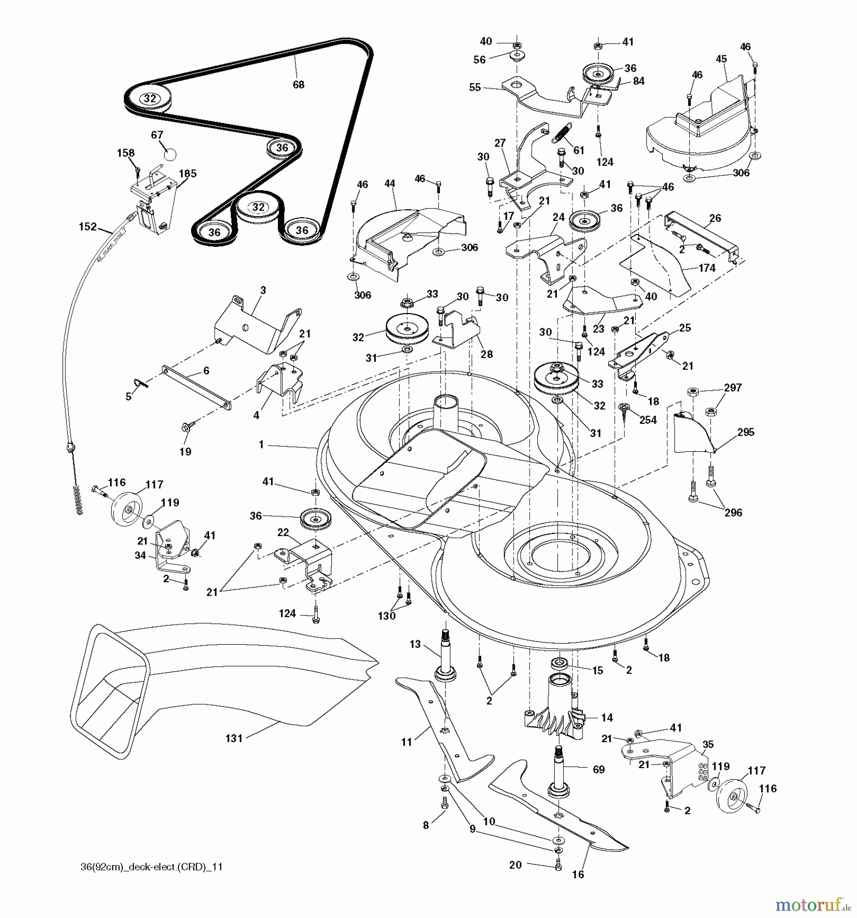 Jonsered Rasen und Garten Traktoren LT2216 CMA2 (96061024400) - Jonsered Lawn & Garden Tractor (2009-01) MOWER DECK / CUTTING DECK