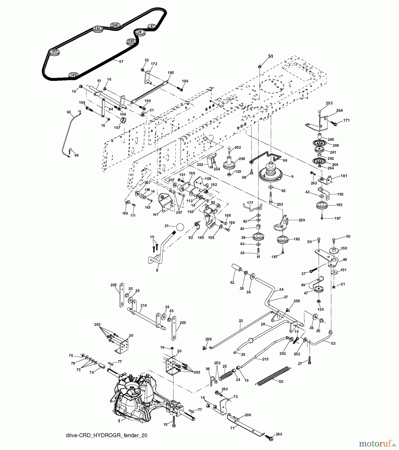 Jonsered Rasen und Garten Traktoren LT2216 CMA2 (96061028200) - Jonsered Lawn & Garden Tractor (2010-01) DRIVE