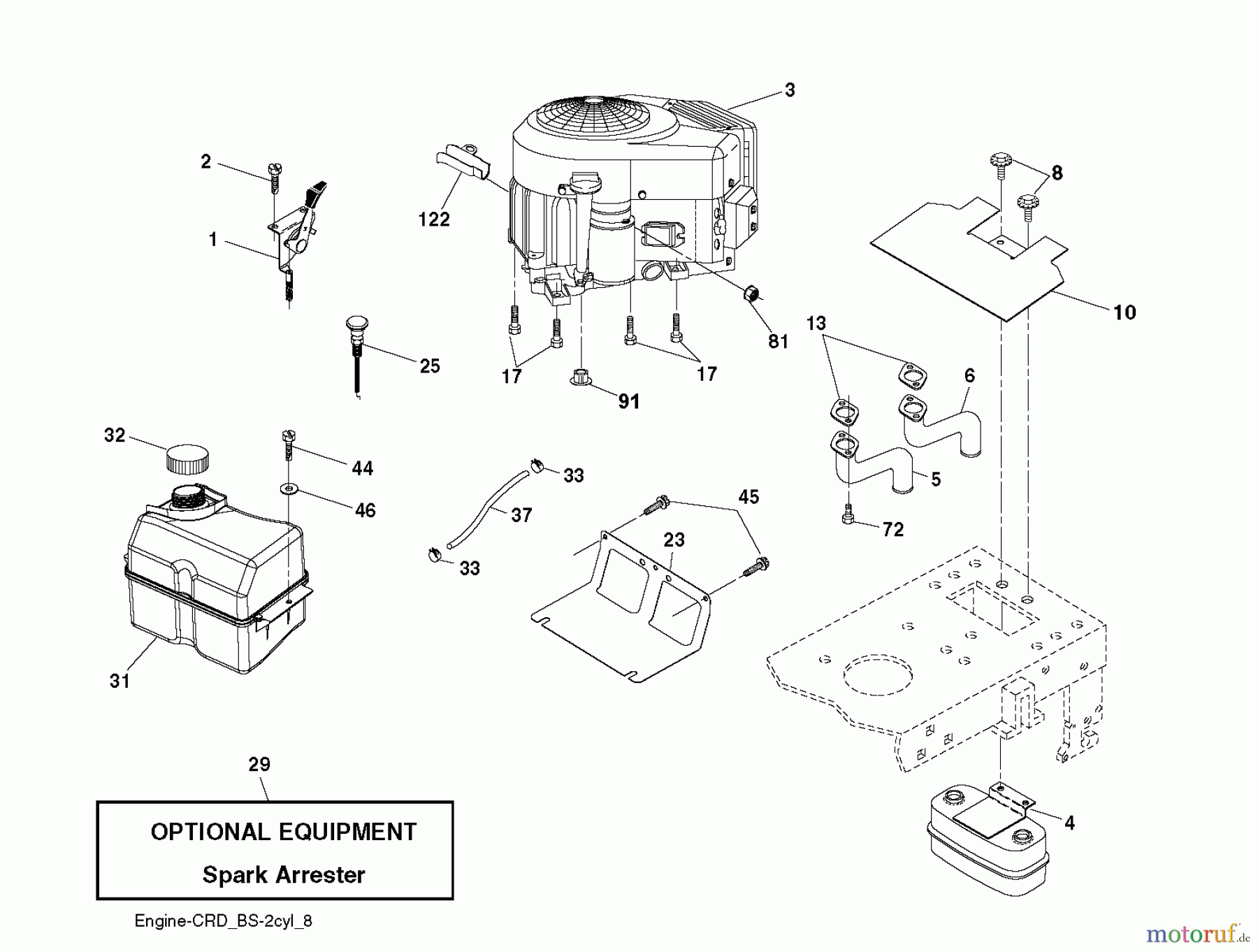  Jonsered Rasen  und Garten Traktoren LT2216 CMA2 (96061028200) - Jonsered Lawn & Garden Tractor (2010-01) ENGINE