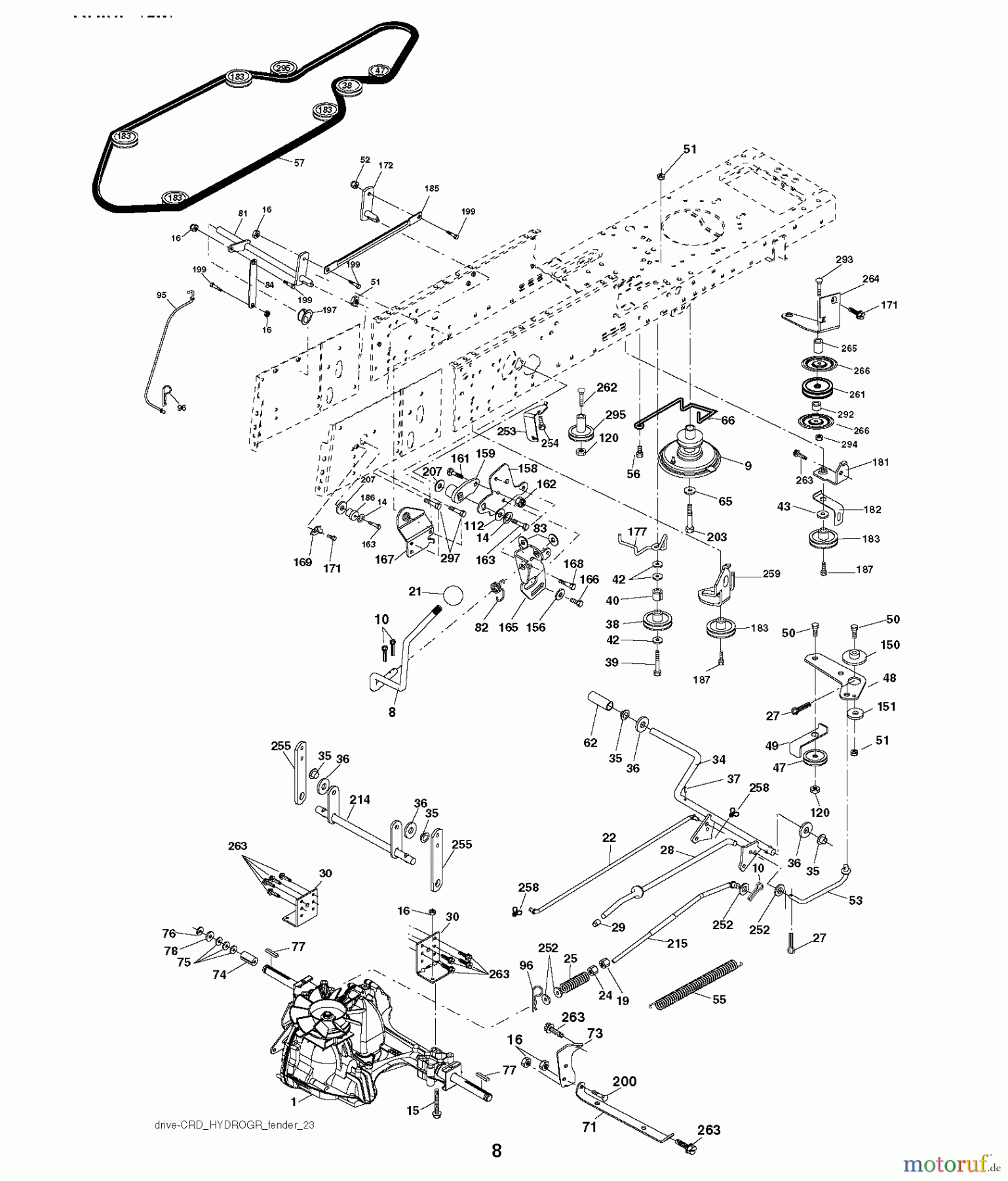 Jonsered Rasen und Garten Traktoren LT2216 CMA2 (96061028300) - Jonsered Lawn & Garden Tractor (2010-01) DRIVE