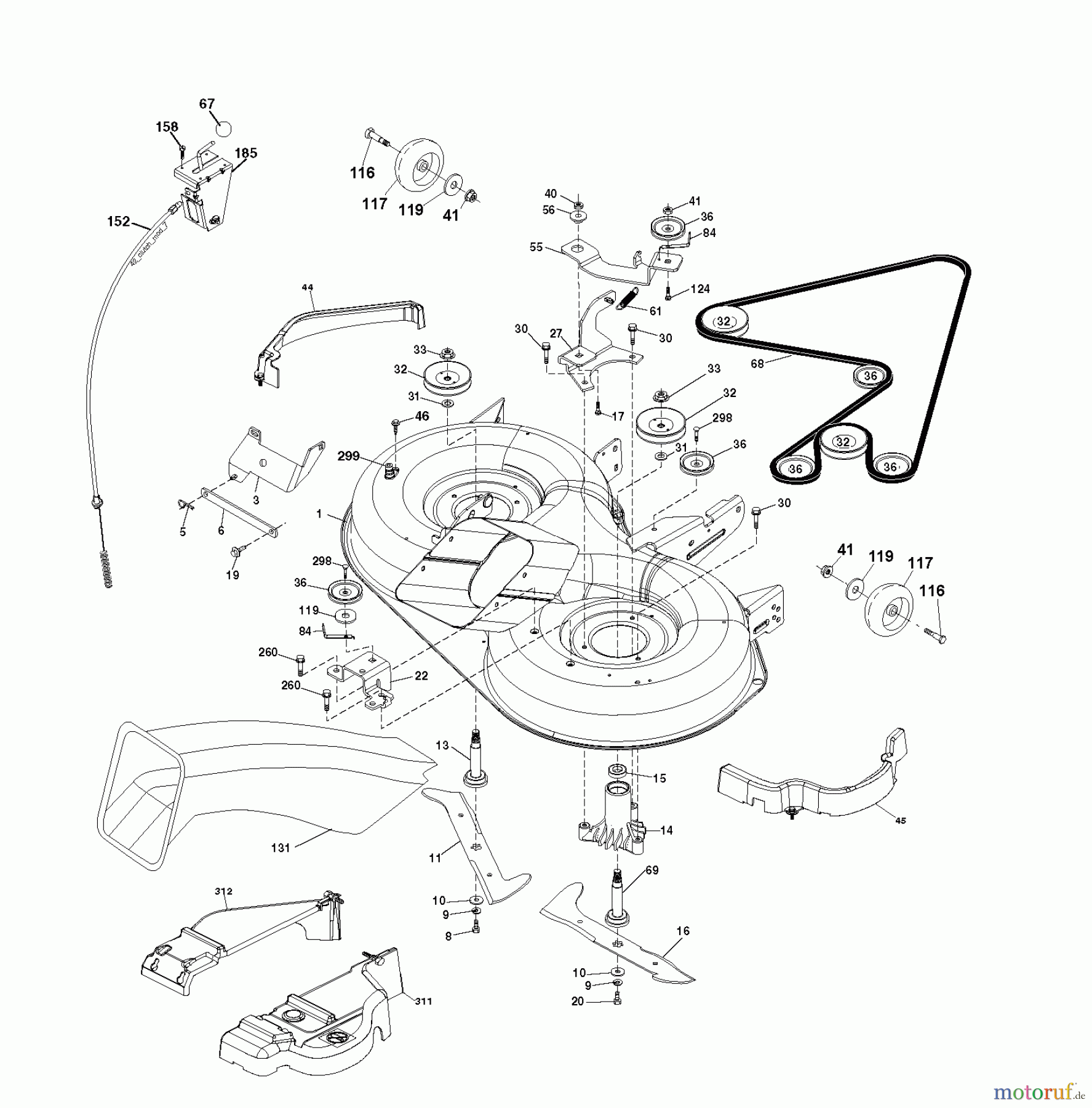  Jonsered Rasen  und Garten Traktoren LT2216 CMA2 (96061028300) - Jonsered Lawn & Garden Tractor (2010-01) MOWER DECK / CUTTING DECK