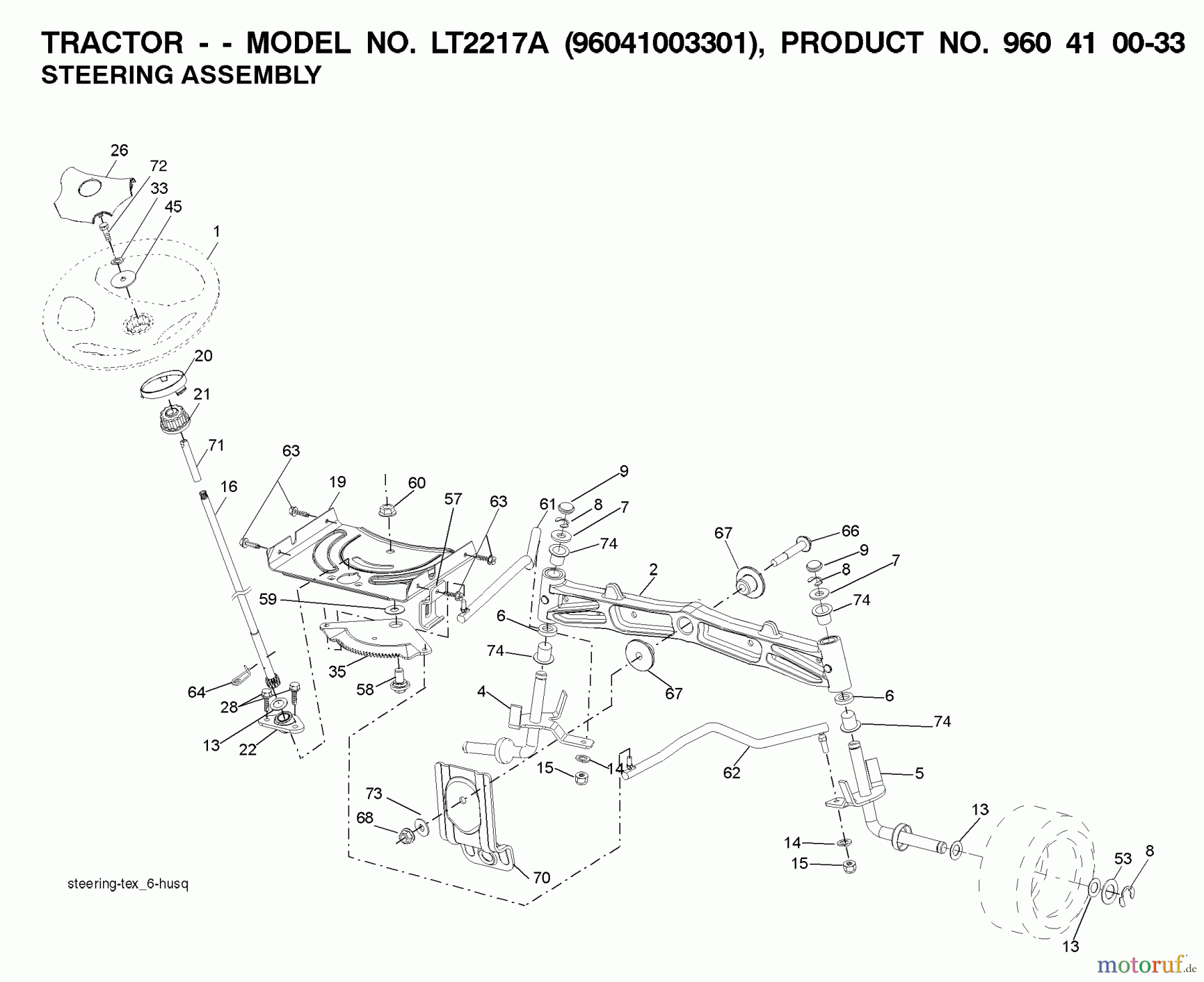  Jonsered Rasen  und Garten Traktoren LT2217 A (96041003401) - Jonsered Lawn & Garden Tractor (2007-10) STEERING