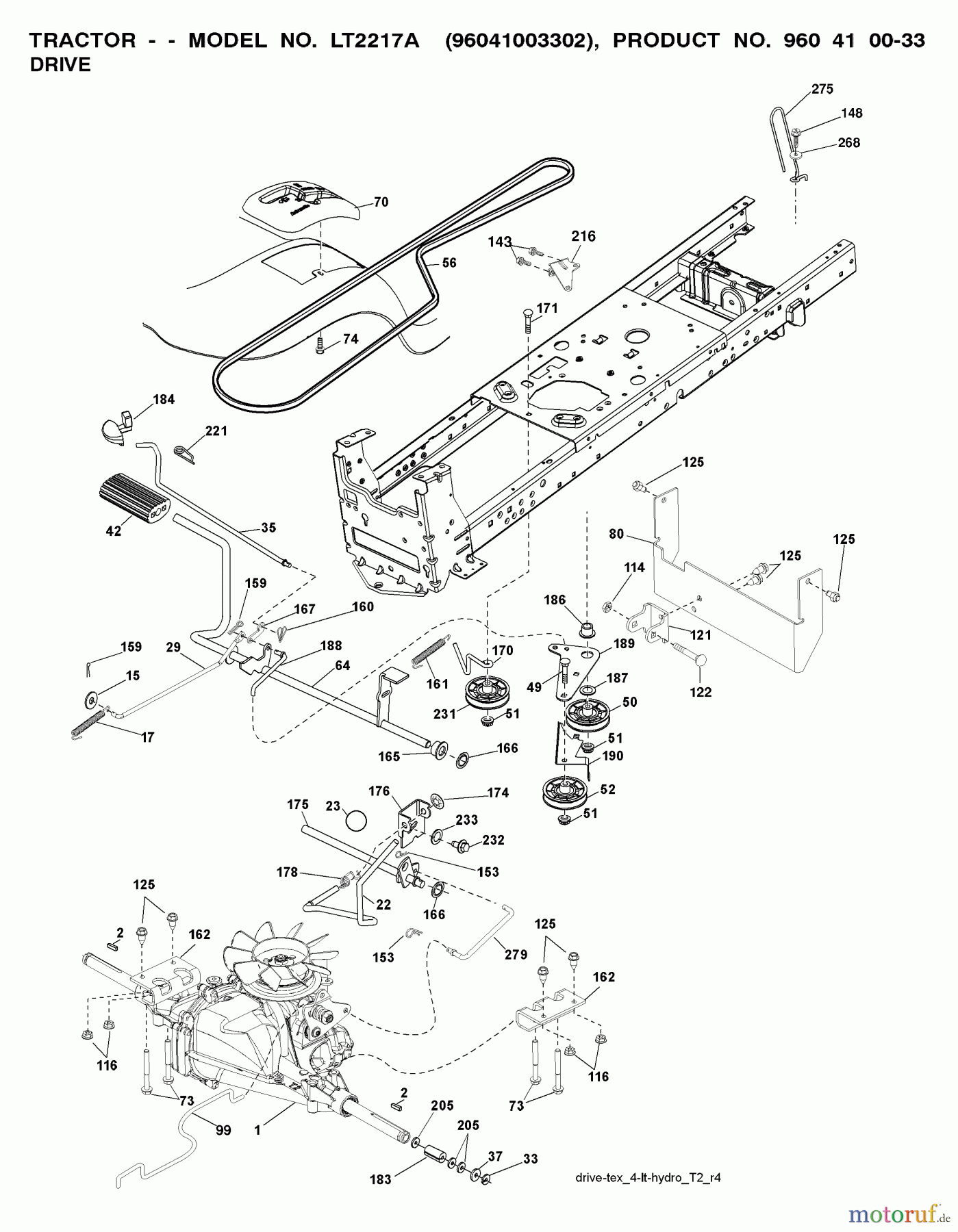 Jonsered Rasen und Garten Traktoren LT2217 A (96041004302) - Jonsered Lawn & Garden Tractor (2008-02) DRIVE