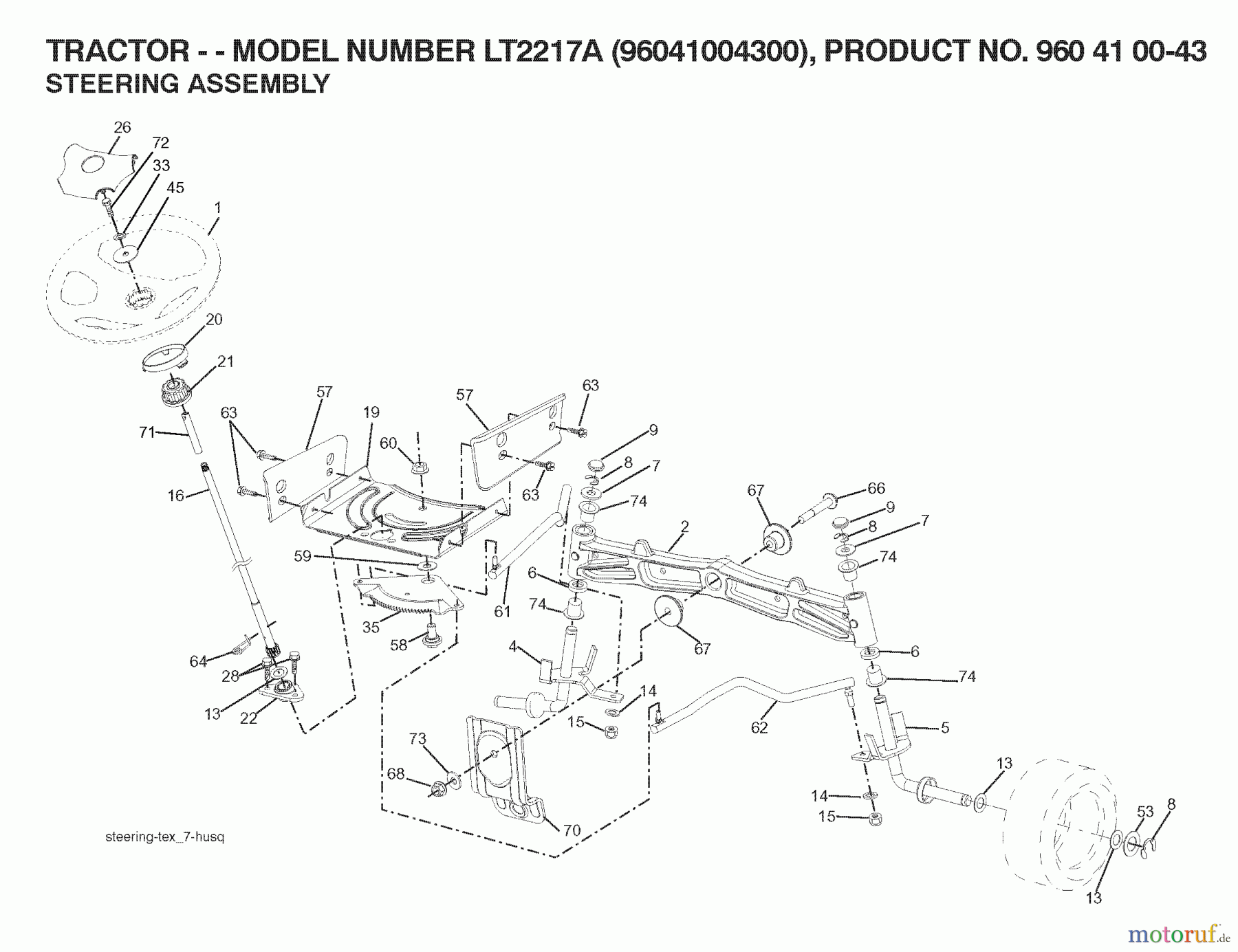  Jonsered Rasen  und Garten Traktoren LT2217 A (96041004300) - Jonsered Lawn & Garden Tractor (2007-04) STEERING