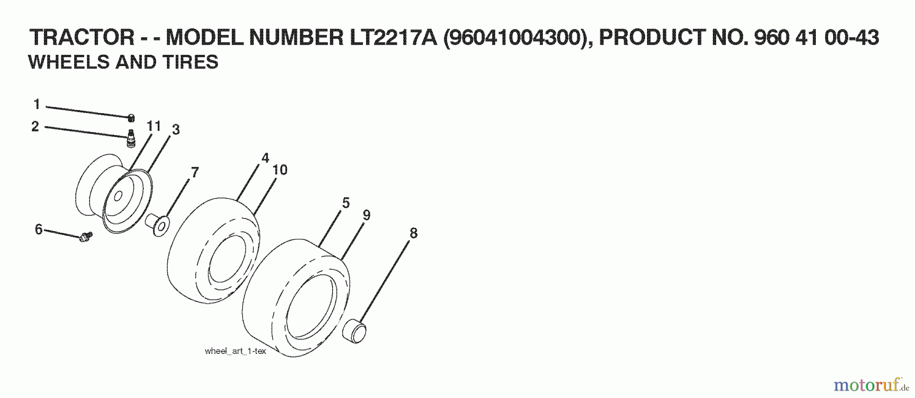 Jonsered Rasen und Garten Traktoren LT2217 A (96041004300) - Jonsered Lawn & Garden Tractor (2007-04) WHEELS TIRES