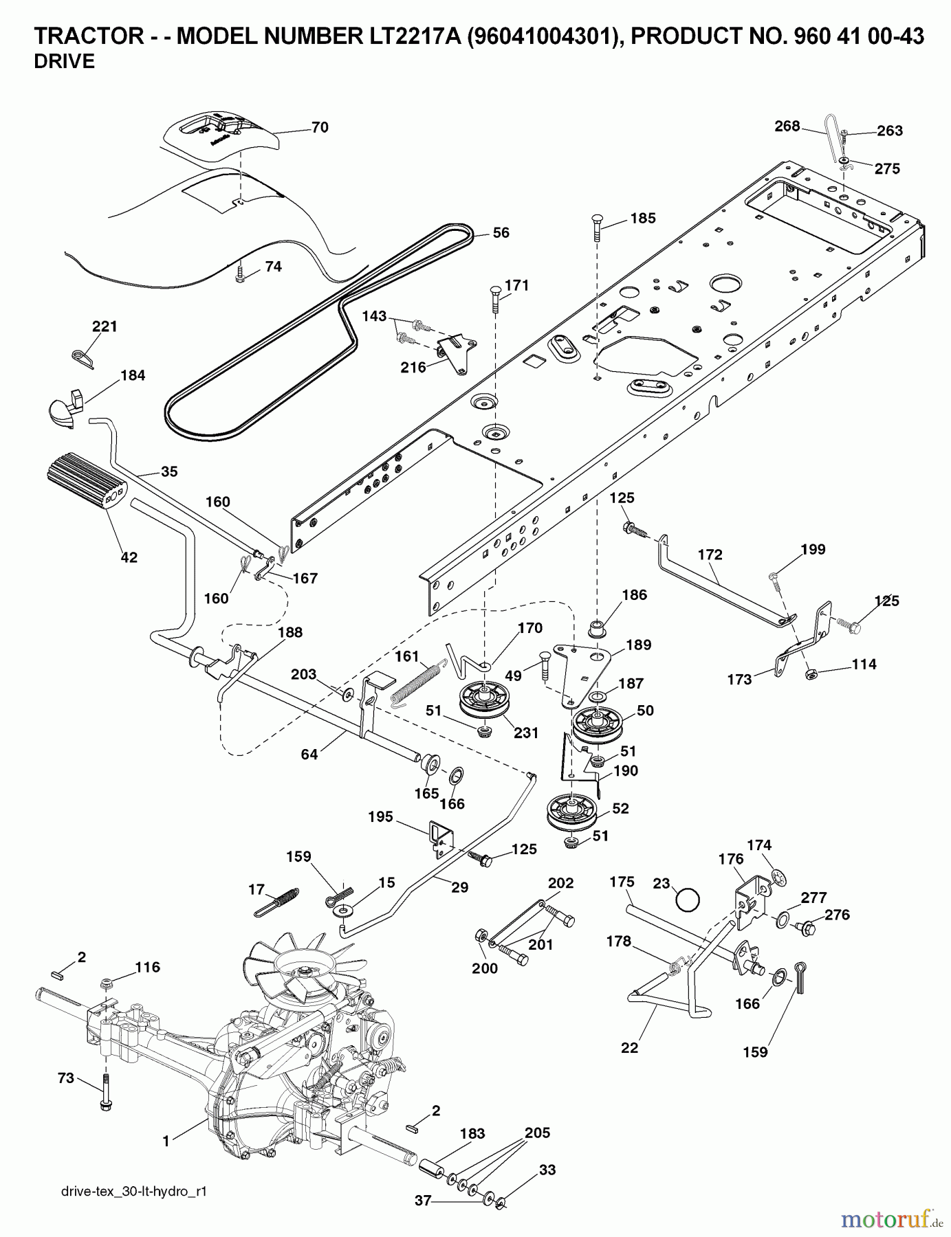 Jonsered Rasen und Garten Traktoren LT2217 A (96041004301) - Jonsered Lawn & Garden Tractor (2008-01) DRIVE