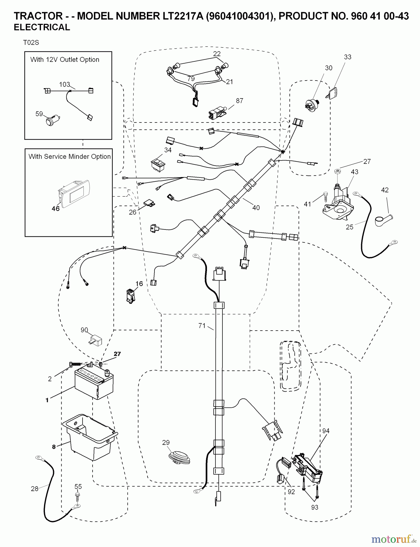  Jonsered Rasen  und Garten Traktoren LT2217 A (96041004301) - Jonsered Lawn & Garden Tractor (2008-01) ELECTRICAL