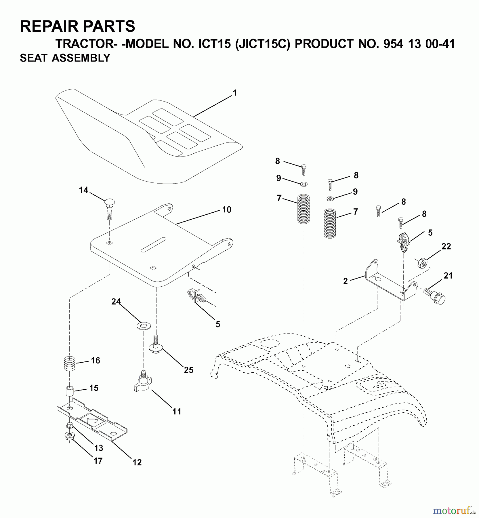 Jonsered Rasen und Garten Traktoren ICT15 (JICT15C, 954130041) - Jonsered Lawn & Garden Tractor (2000-04) SEAT