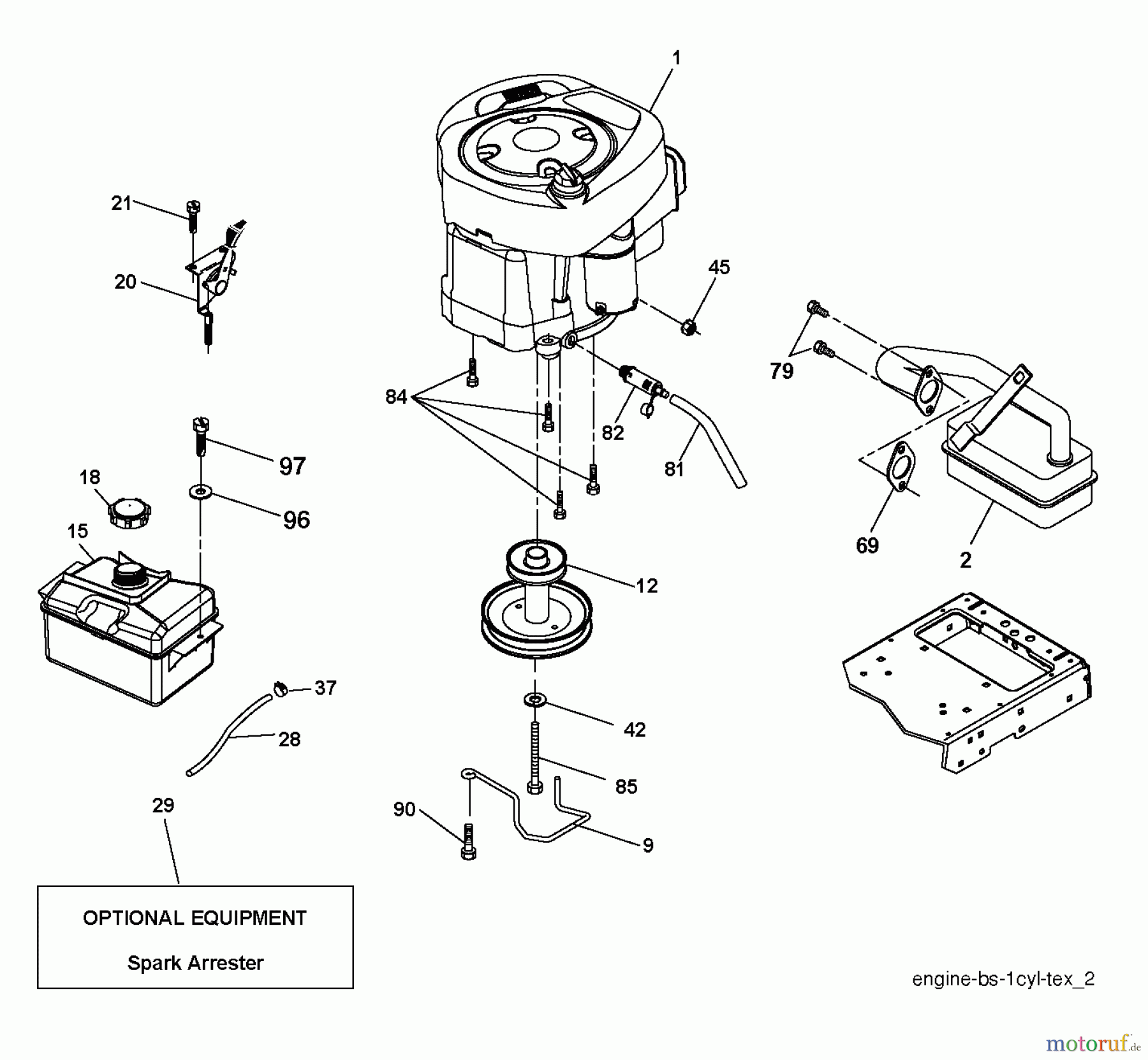  Jonsered Rasen  und Garten Traktoren LT2217 A (96041005700) - Jonsered Lawn & Garden Tractor (2007-04) ENGINE