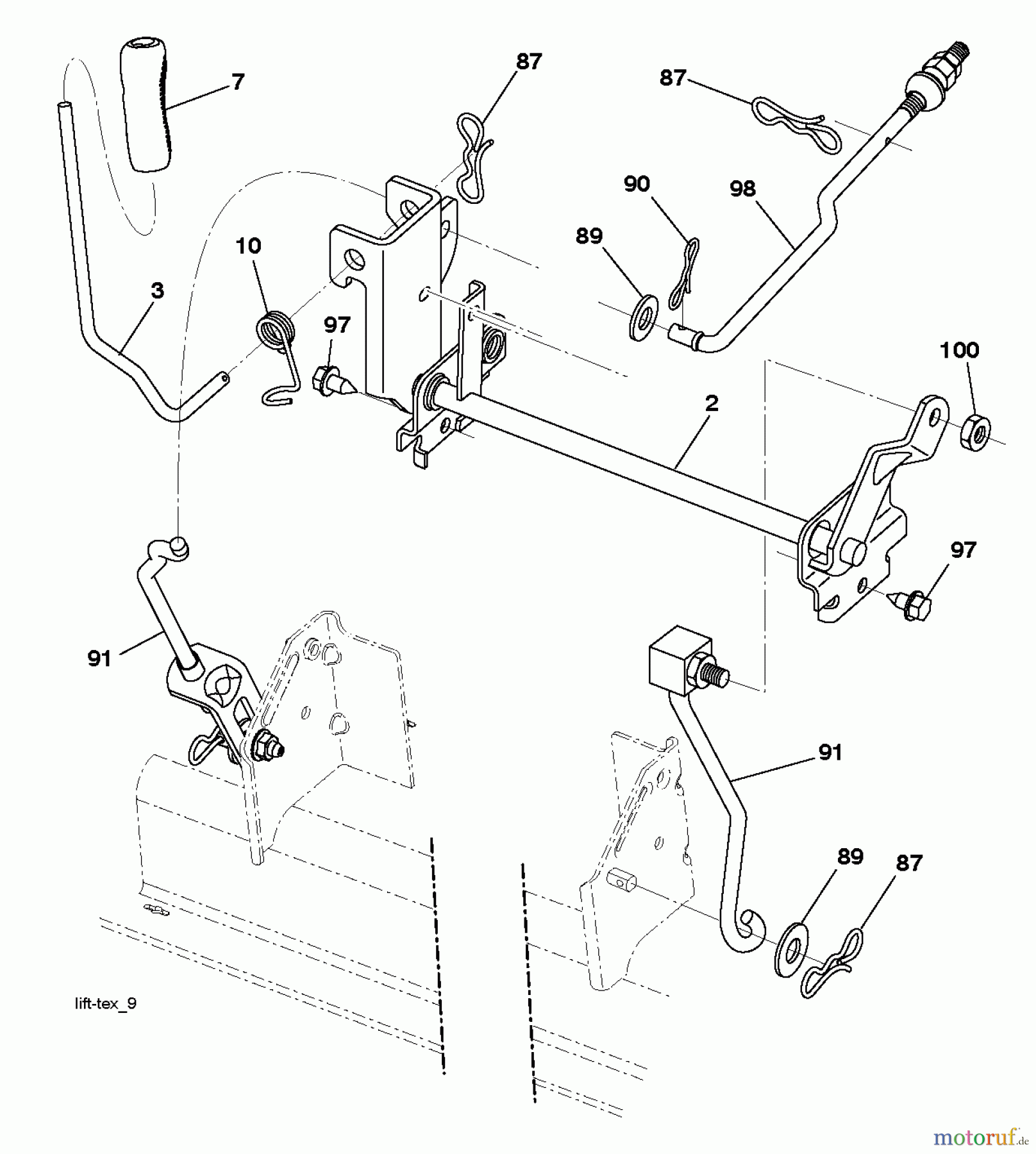 Jonsered Rasen und Garten Traktoren LT2217 A (96041005700) - Jonsered Lawn & Garden Tractor (2007-04) MOWER LIFT / DECK LIFT