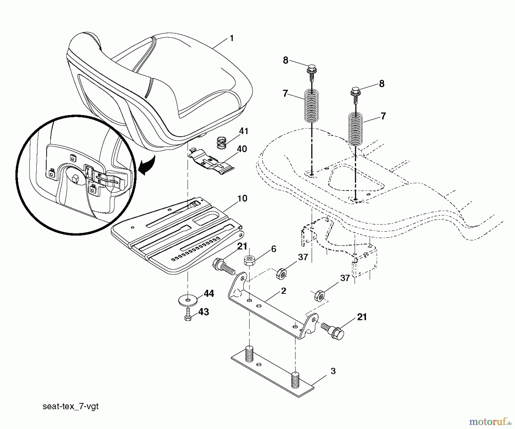 Jonsered Rasen und Garten Traktoren LT2217 A (96041005700) - Jonsered Lawn & Garden Tractor (2007-04) SEAT