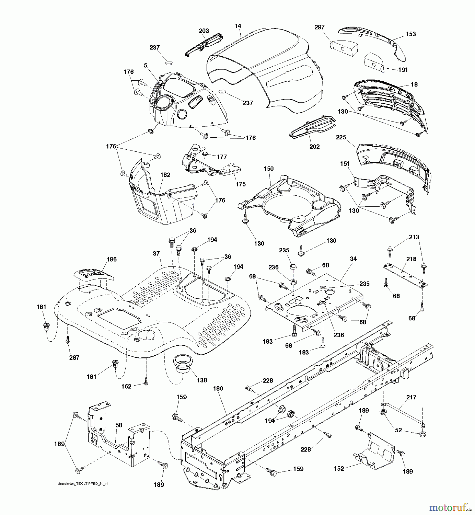 Jonsered Rasen und Garten Traktoren LT2217 A (96041005701) - Jonsered Lawn & Garden Tractor (2009-03) CHASSIS ENCLOSURES