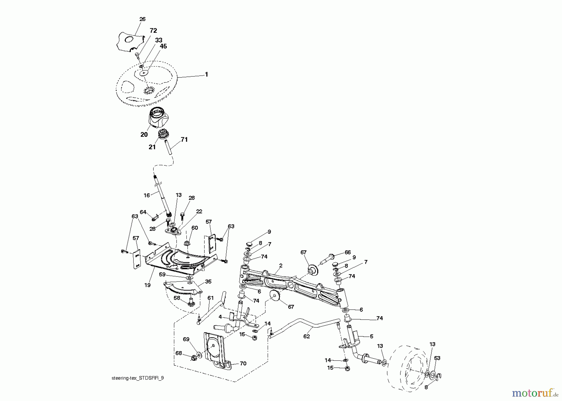 Jonsered Rasen und Garten Traktoren LT2217 A (96041005701) - Jonsered Lawn & Garden Tractor (2009-03) STEERING