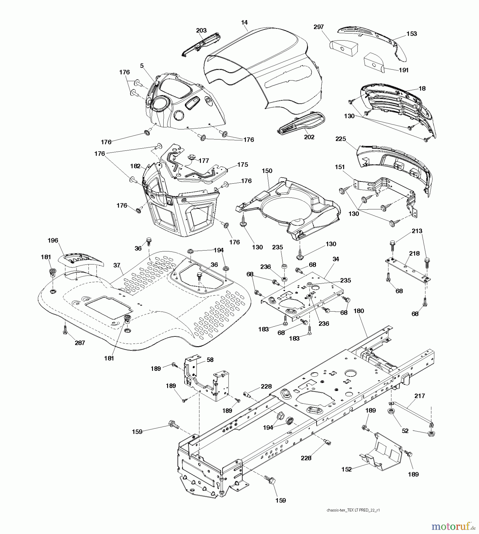 Jonsered Rasen und Garten Traktoren LT2217 A (96041010300) - Jonsered Lawn & Garden Tractor (2009-01) CHASSIS ENCLOSURES