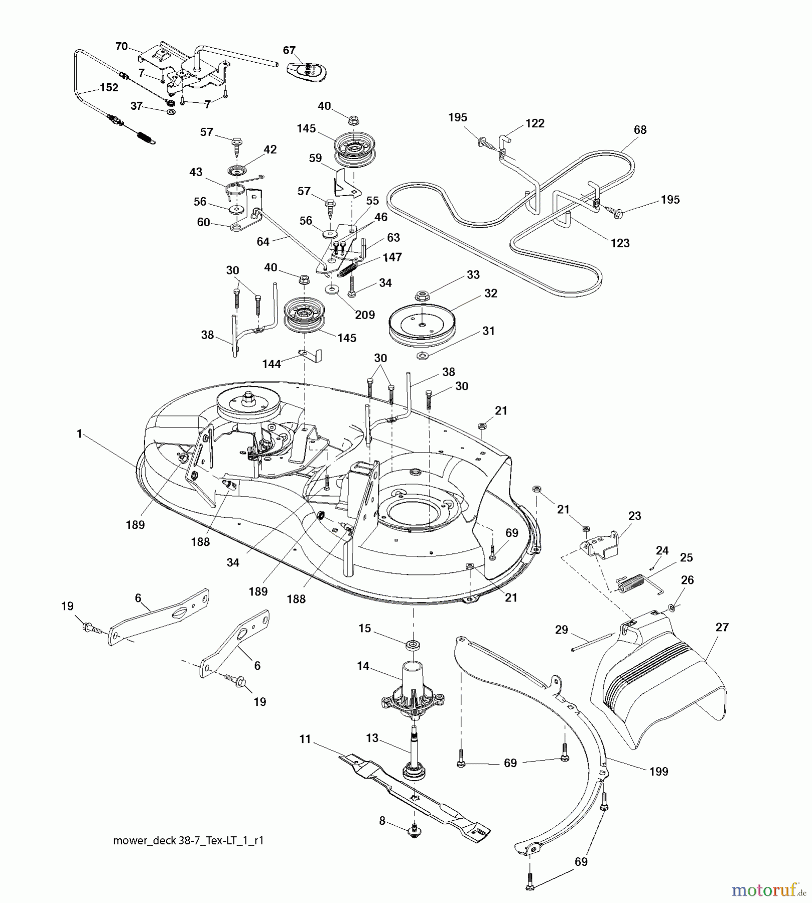 Jonsered Rasen und Garten Traktoren LT2217 A (96041010300) - Jonsered Lawn & Garden Tractor (2009-01) MOWER DECK / CUTTING DECK