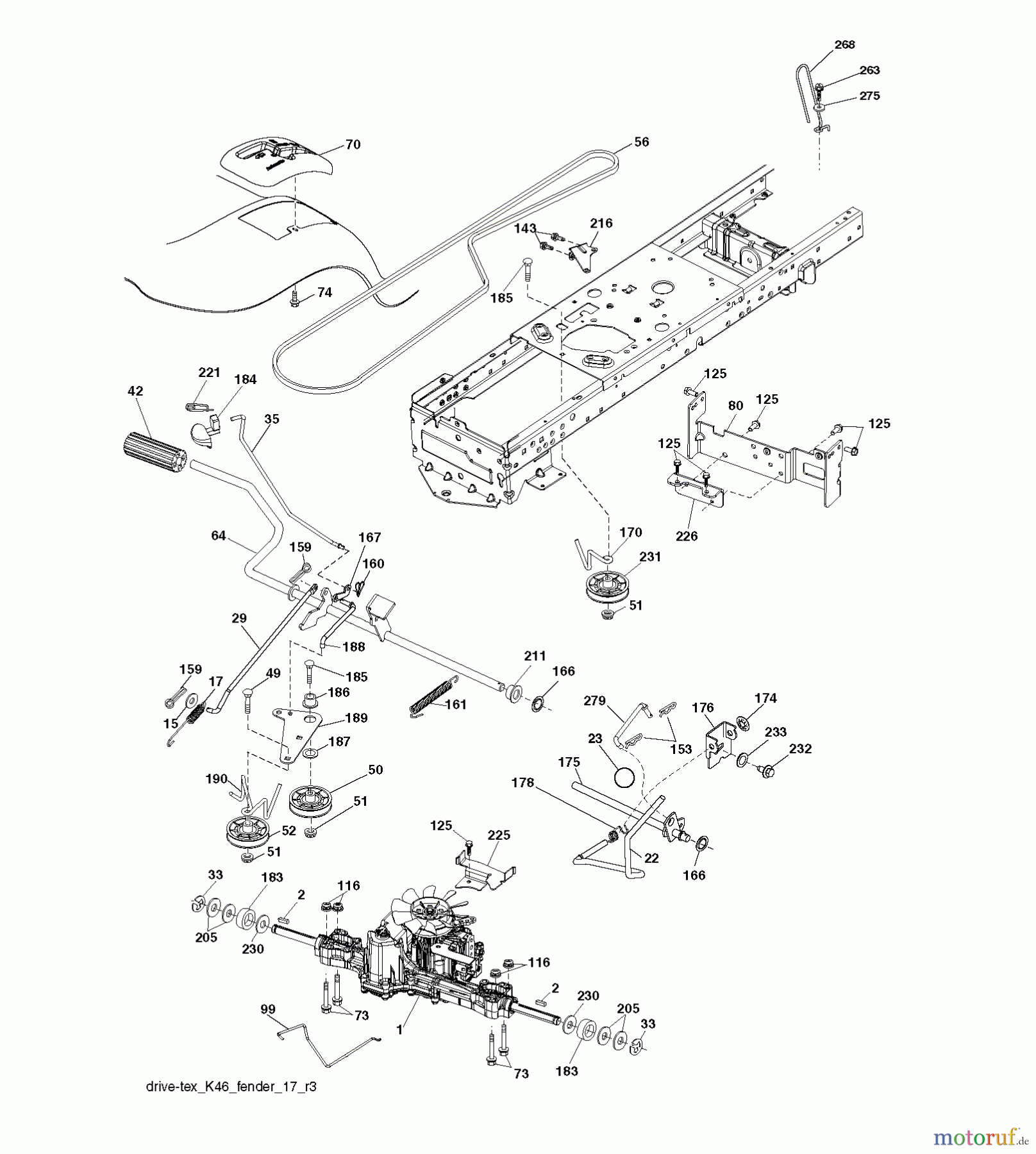 Jonsered Rasen und Garten Traktoren LT2217 A (96041010301) - Jonsered Lawn & Garden Tractor (2009-10) DRIVE
