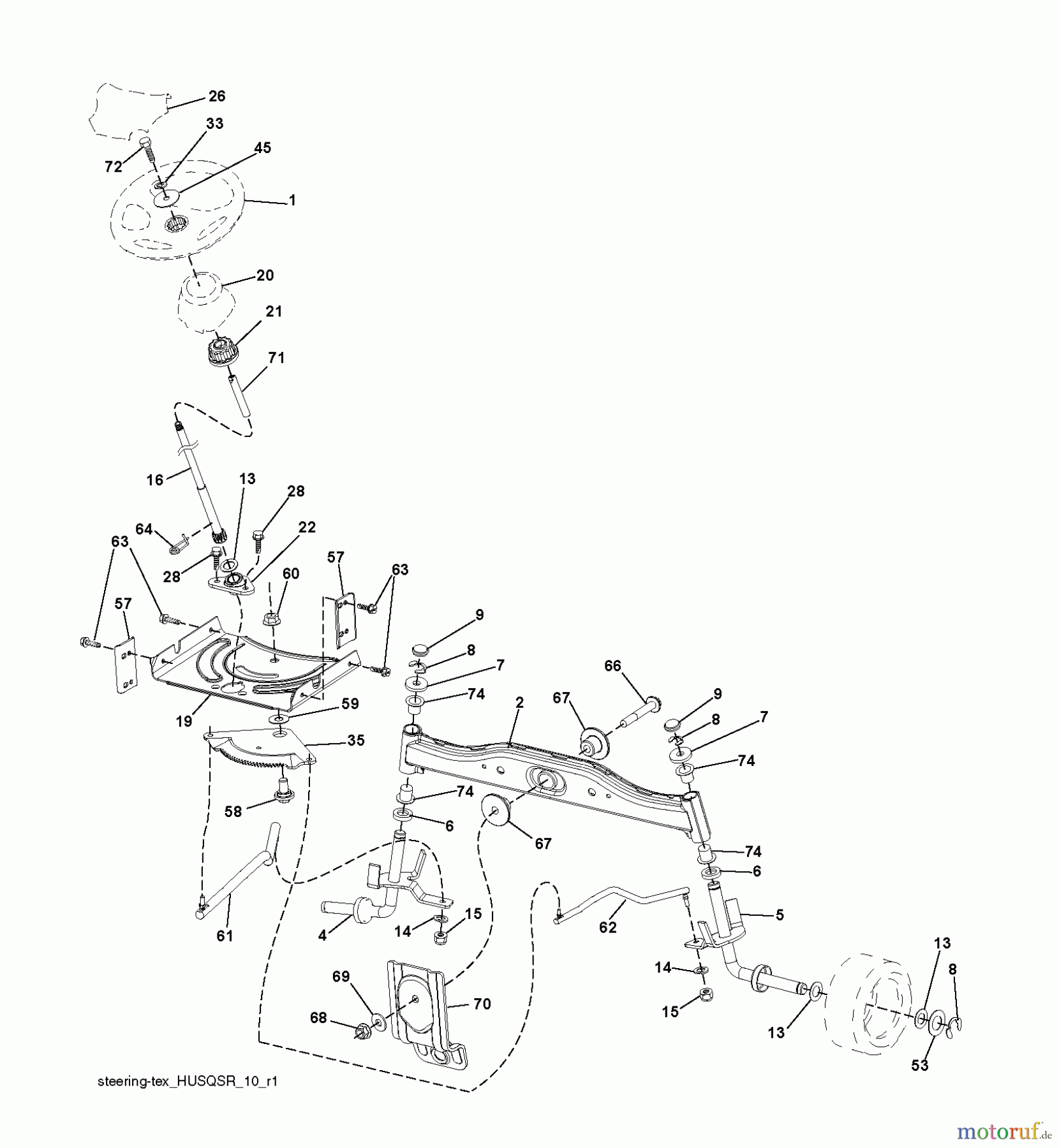 Jonsered Rasen und Garten Traktoren LT2217 A (96041010301) - Jonsered Lawn & Garden Tractor (2009-10) STEERING