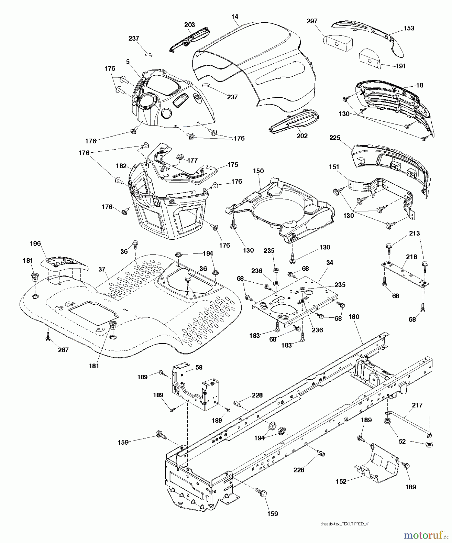 Jonsered Rasen und Garten Traktoren LT2217 A (96041010302) - Jonsered Lawn & Garden Tractor (2010-03) CHASSIS ENCLOSURES