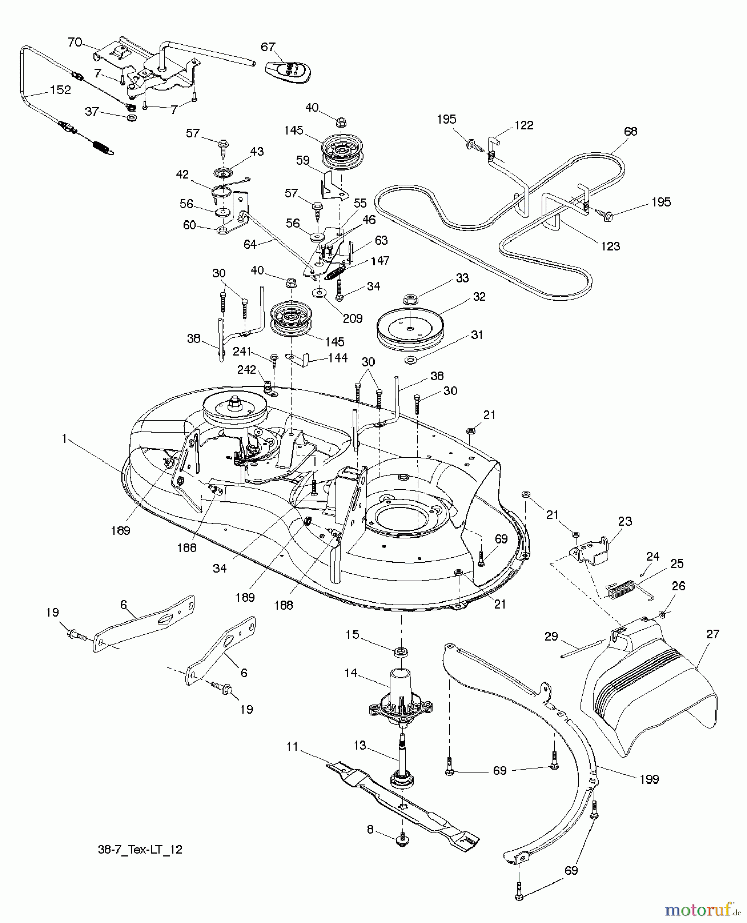 Jonsered Rasen und Garten Traktoren LT2217 A (96041010307) - Jonsered Lawn & Garden Tractor (2013-05) MOWER DECK / CUTTING DECK