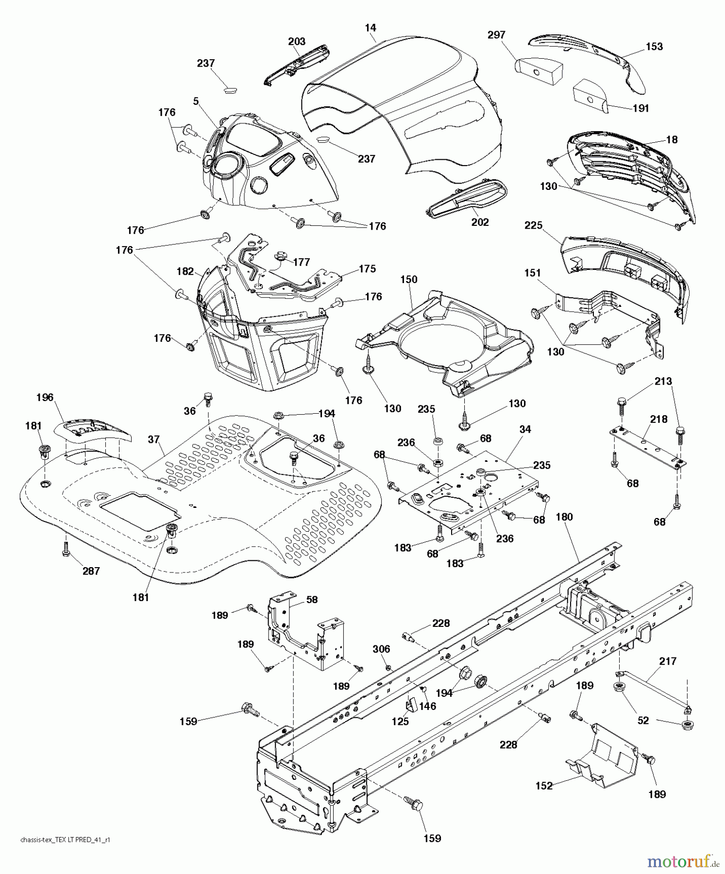  Jonsered Rasen  und Garten Traktoren LT2217 A (96041010307) - Jonsered Lawn & Garden Tractor (2013-05) CHASSIS ENCLOSURES