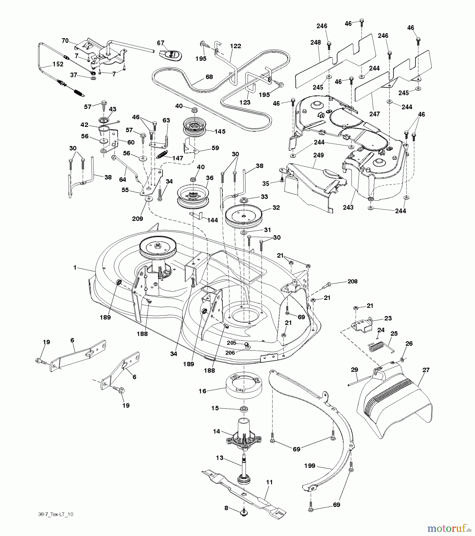 Jonsered Rasen  und Garten Traktoren LT2217 A (96041010400) - Jonsered Lawn & Garden Tractor (2009-01) MOWER DECK / CUTTING DECK