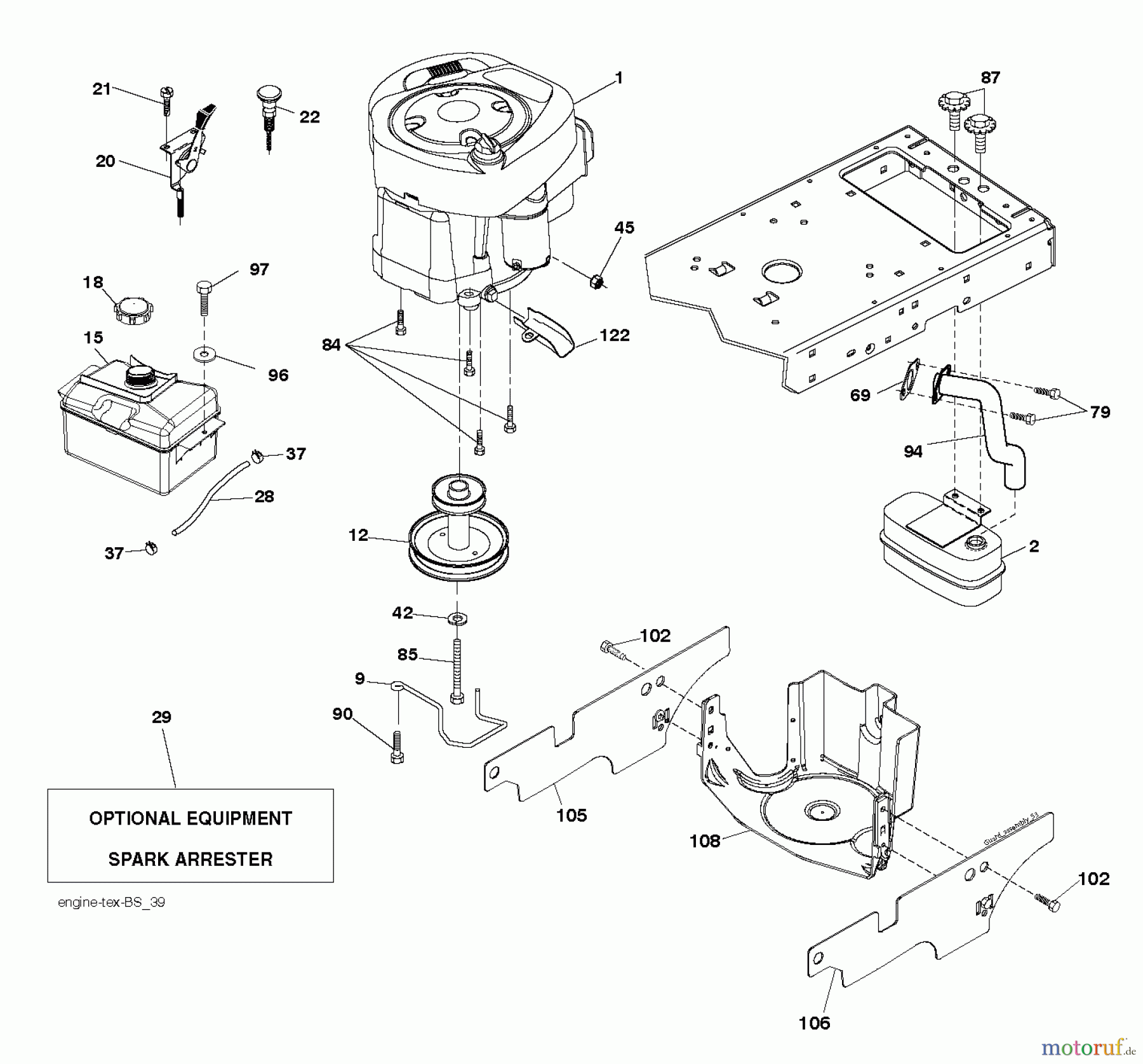  Jonsered Rasen  und Garten Traktoren LT2217 A (96041010401) - Jonsered Lawn & Garden Tractor (2010-01) ENGINE
