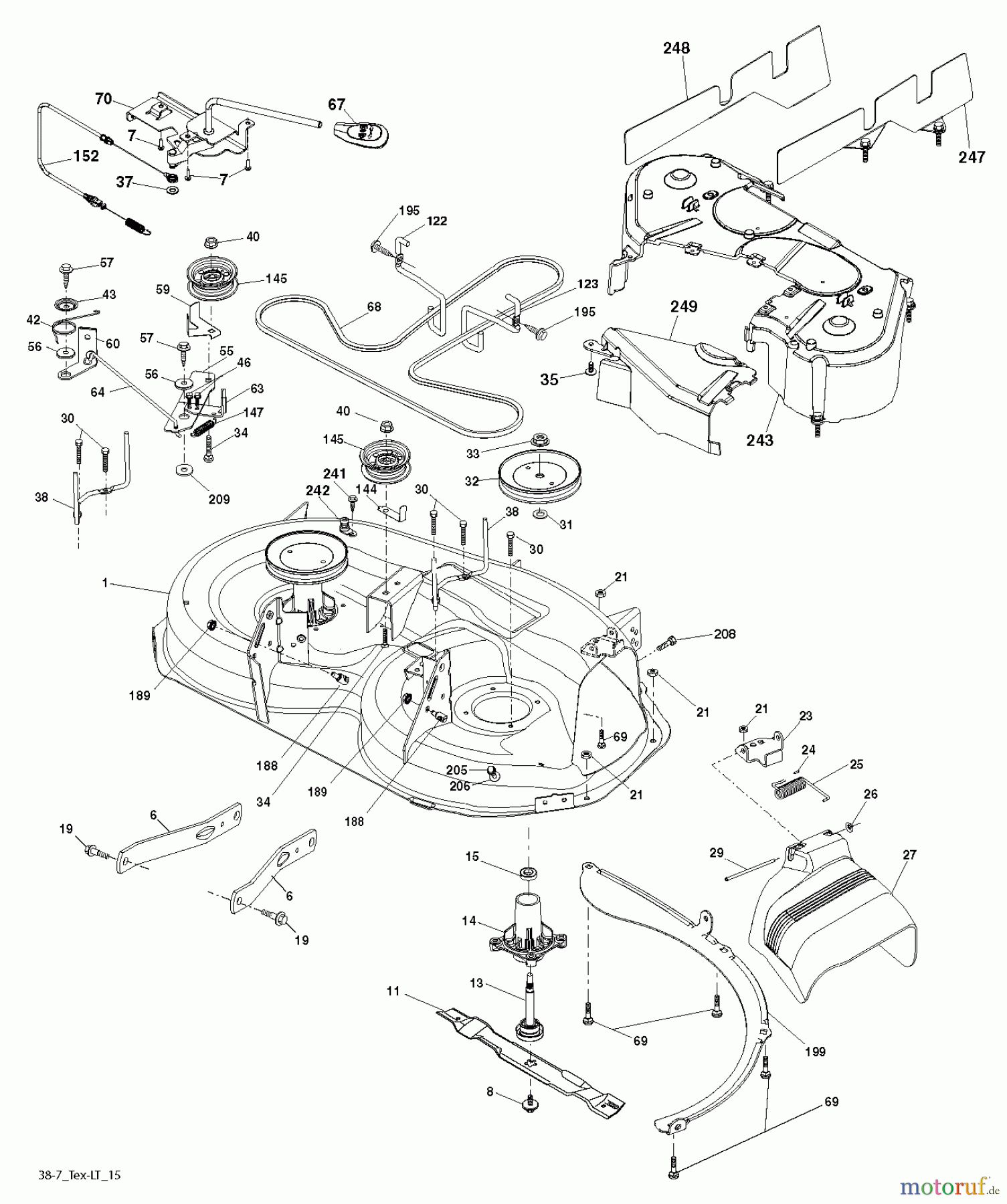  Jonsered Rasen  und Garten Traktoren LT2217 A (96041010401) - Jonsered Lawn & Garden Tractor (2010-01) MOWER DECK / CUTTING DECK