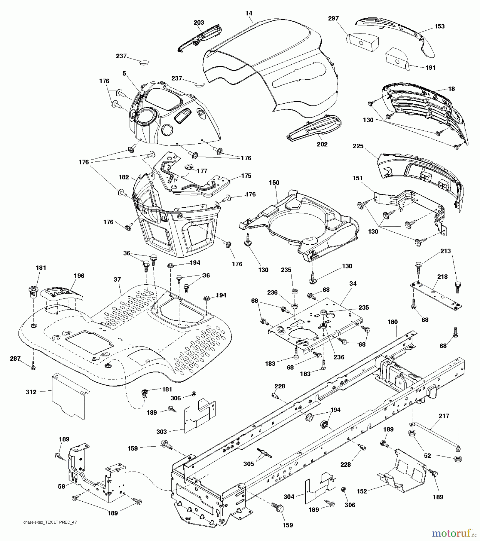 Jonsered Rasen und Garten Traktoren LT2217 A (96041010402) - Jonsered Lawn & Garden Tractor (2010-04) CHASSIS ENCLOSURES
