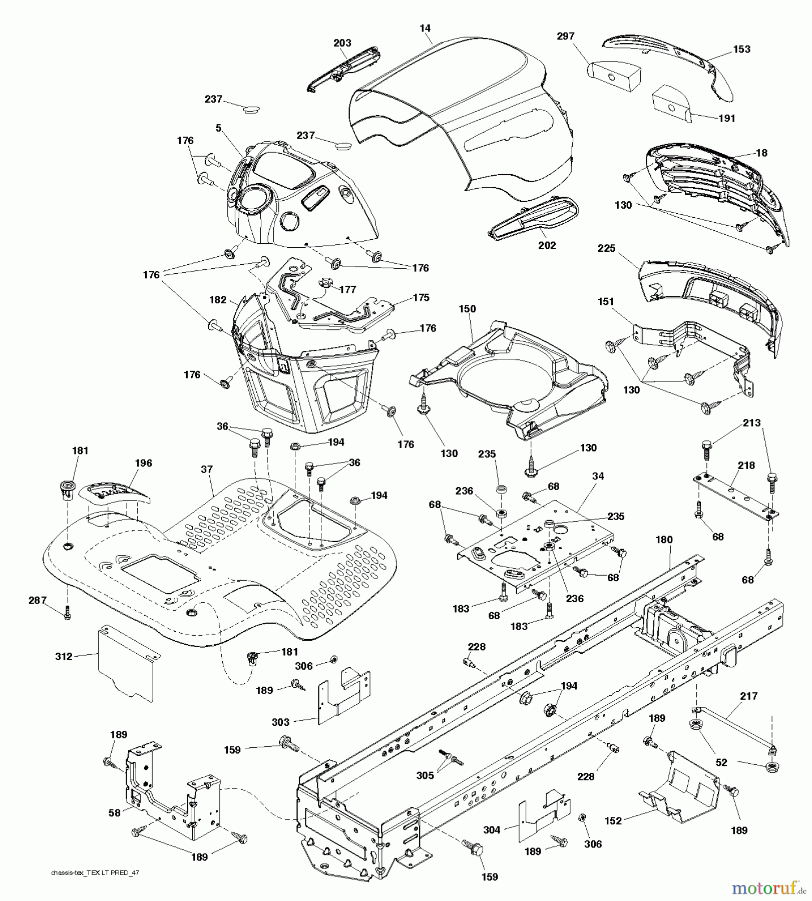 Jonsered Rasen  und Garten Traktoren LT2217 A (96041010406) - Jonsered Lawn & Garden Tractor (2012-08) CHASSIS ENCLOSURES