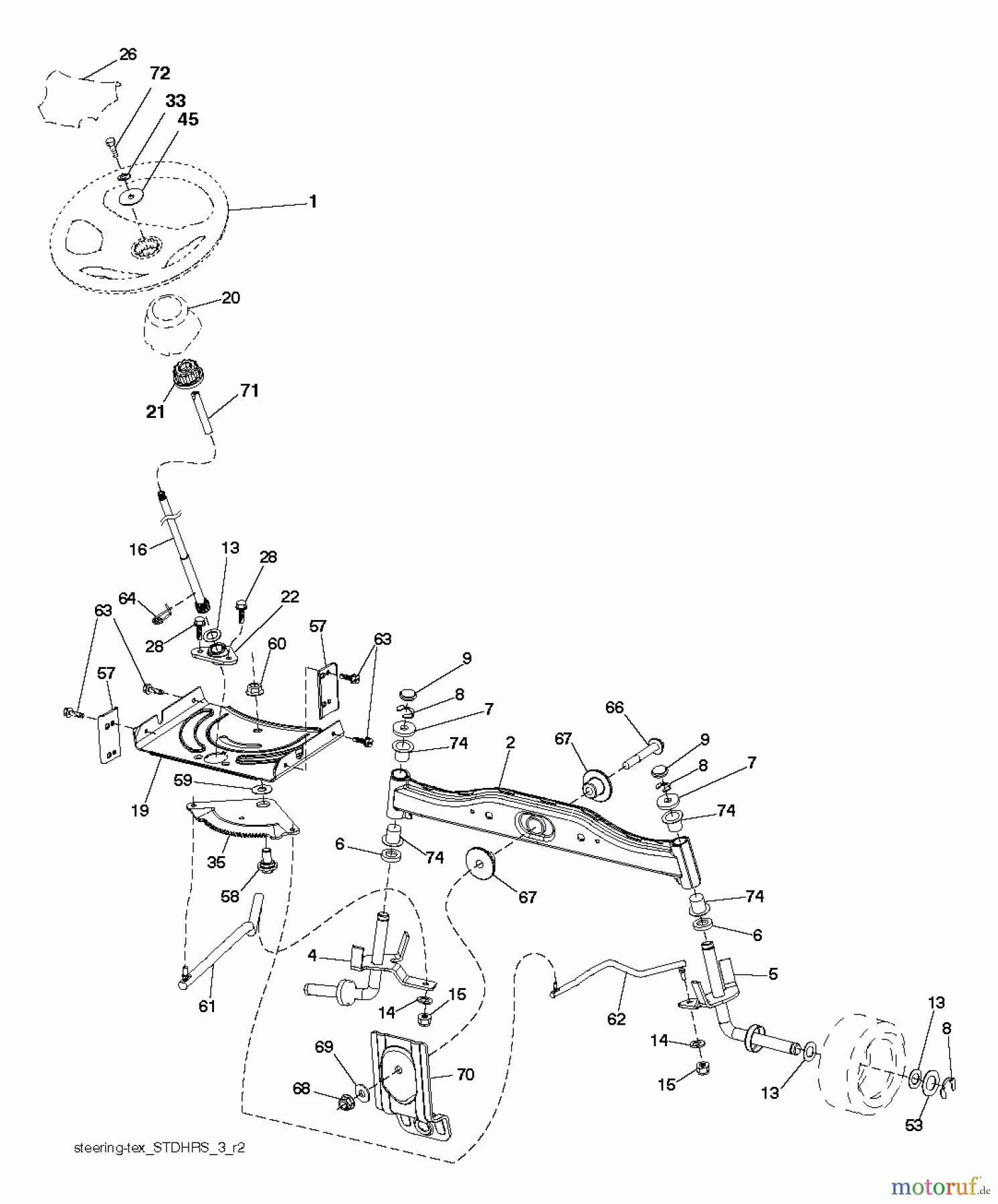  Jonsered Rasen  und Garten Traktoren LT2217 A (96041010404) - Jonsered Lawn & Garden Tractor (2011-04) STEERING
