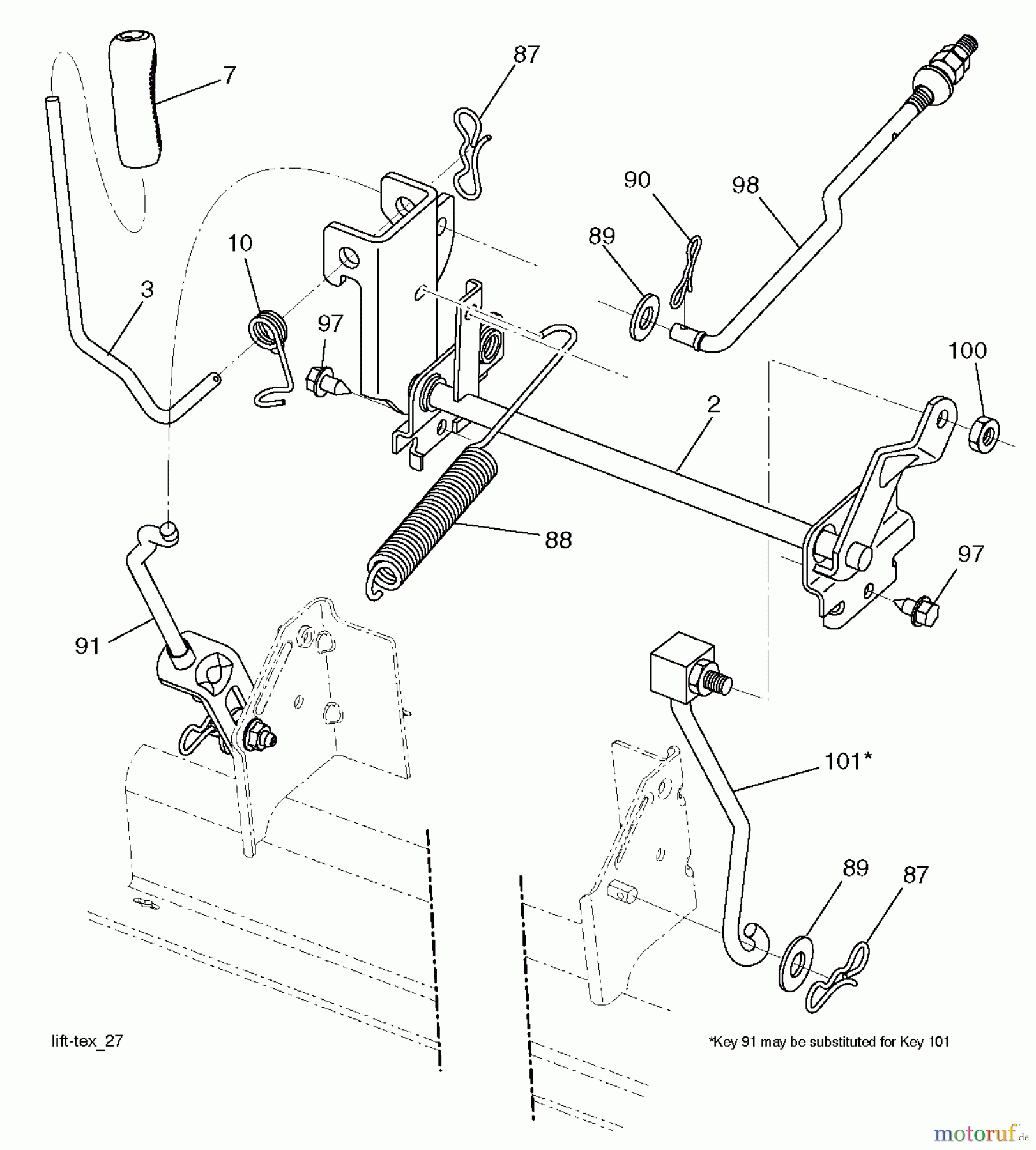 Jonsered Rasen und Garten Traktoren LT2217 A (96041010406) - Jonsered Lawn & Garden Tractor (2012-08) MOWER LIFT / DECK LIFT