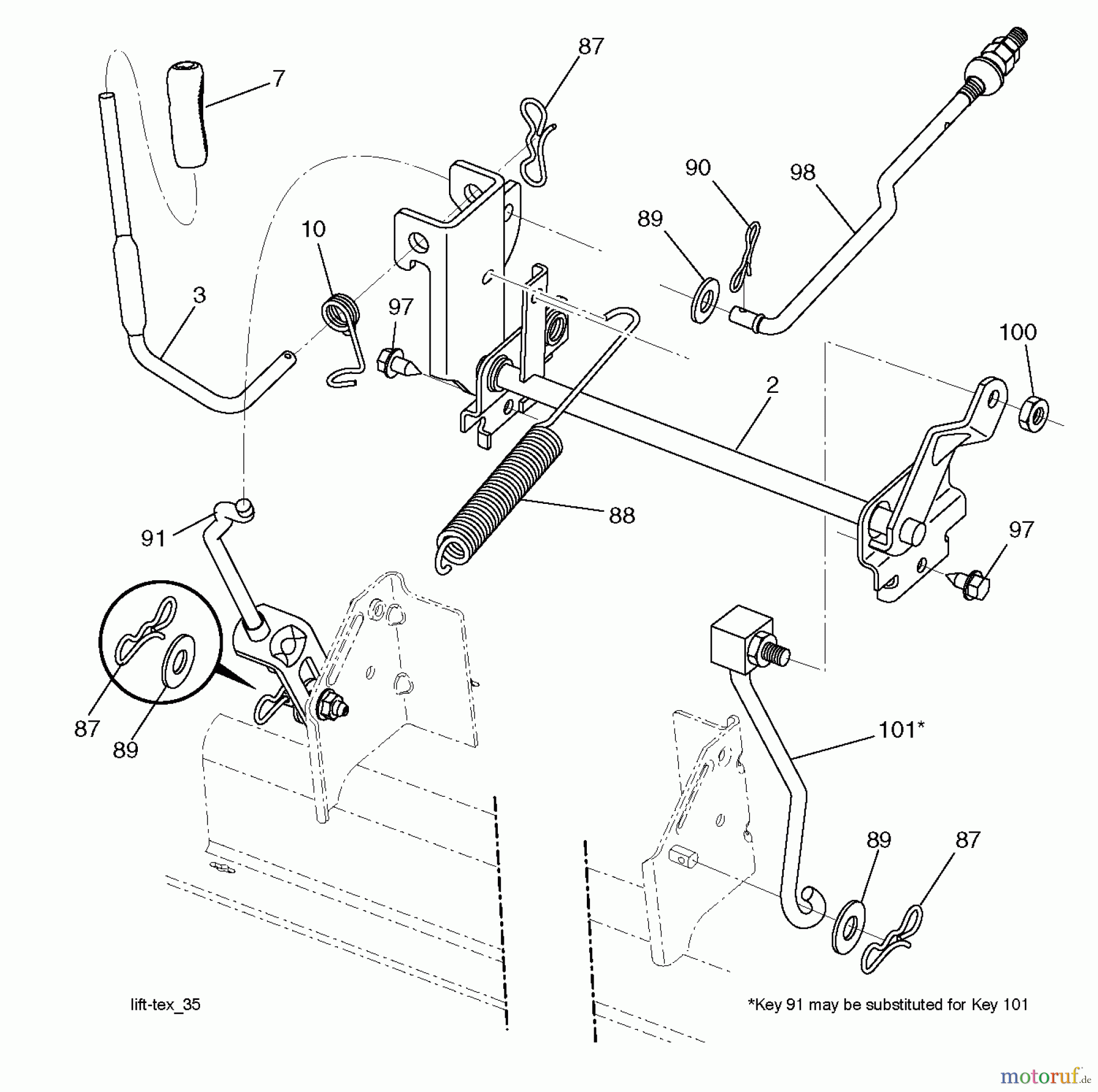 Jonsered Rasen und Garten Traktoren LT2217 A (96041010407) - Jonsered Lawn & Garden Tractor (2013-05) MOWER LIFT / DECK LIFT