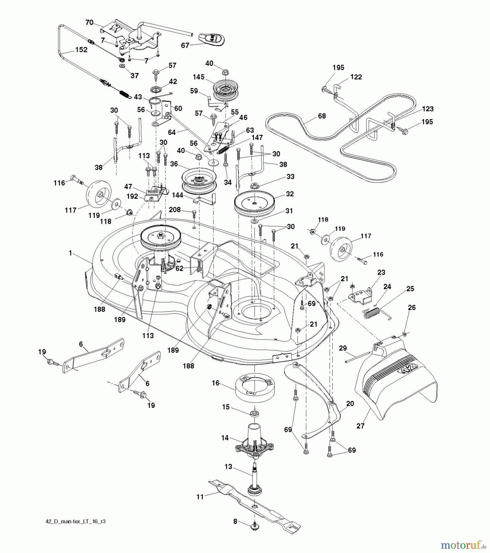 Jonsered Rasen und Garten Traktoren LT2217 A (96041011300) - Jonsered Lawn & Garden Tractor (2009-01) MOWER DECK / CUTTING DECK