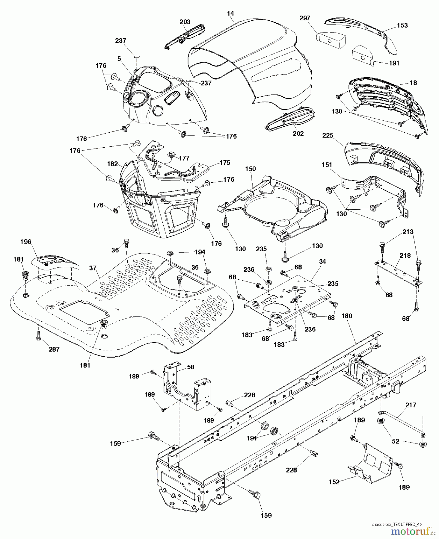 Jonsered Rasen und Garten Traktoren LT2217 A (96041011302) - Jonsered Lawn & Garden Tractor (2010-04) CHASSIS ENCLOSURES