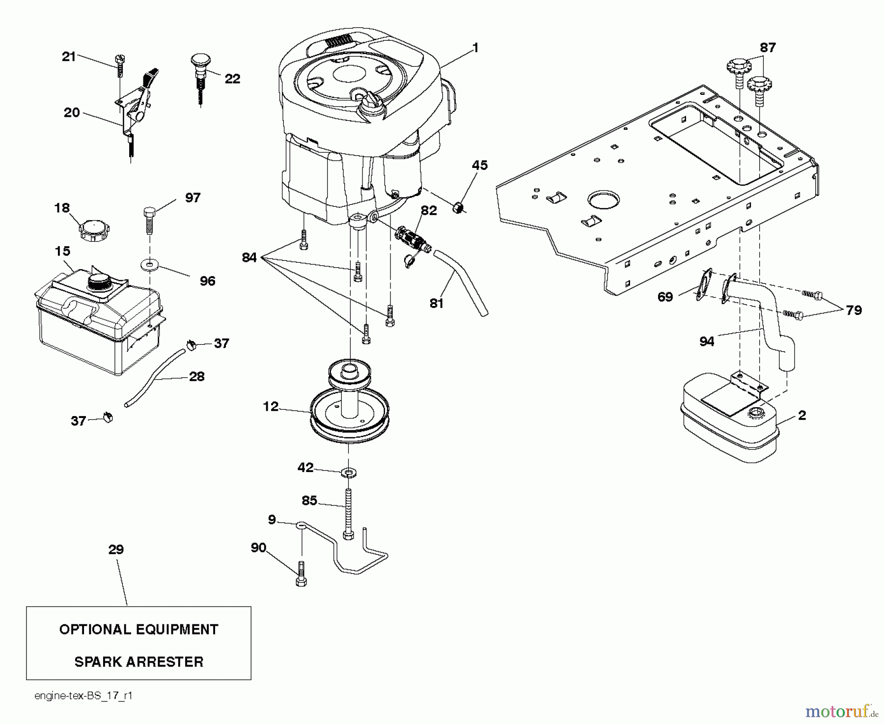 Jonsered Rasen  und Garten Traktoren LT2217 A (96041011302) - Jonsered Lawn & Garden Tractor (2010-04) ENGINE
