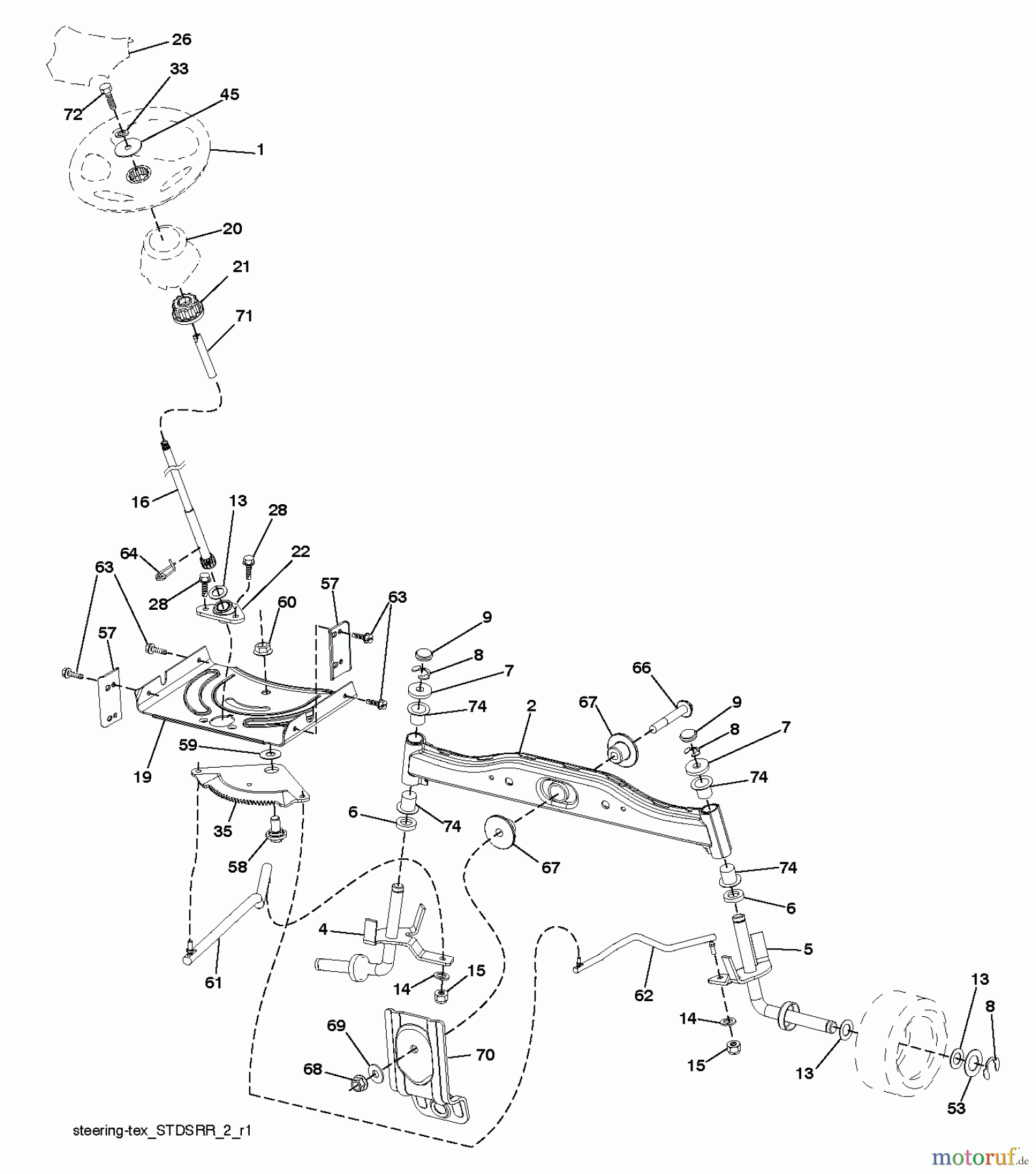 Jonsered Rasen und Garten Traktoren LT2217 A (96041011302) - Jonsered Lawn & Garden Tractor (2010-04) STEERING