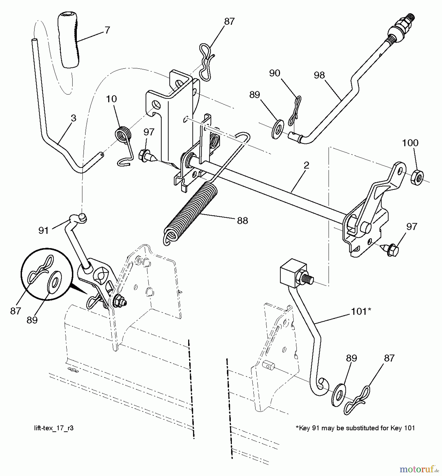  Jonsered Rasen  und Garten Traktoren LT2217 A (96041011303) - Jonsered Lawn & Garden Tractor (2011-05) MOWER LIFT / DECK LIFT